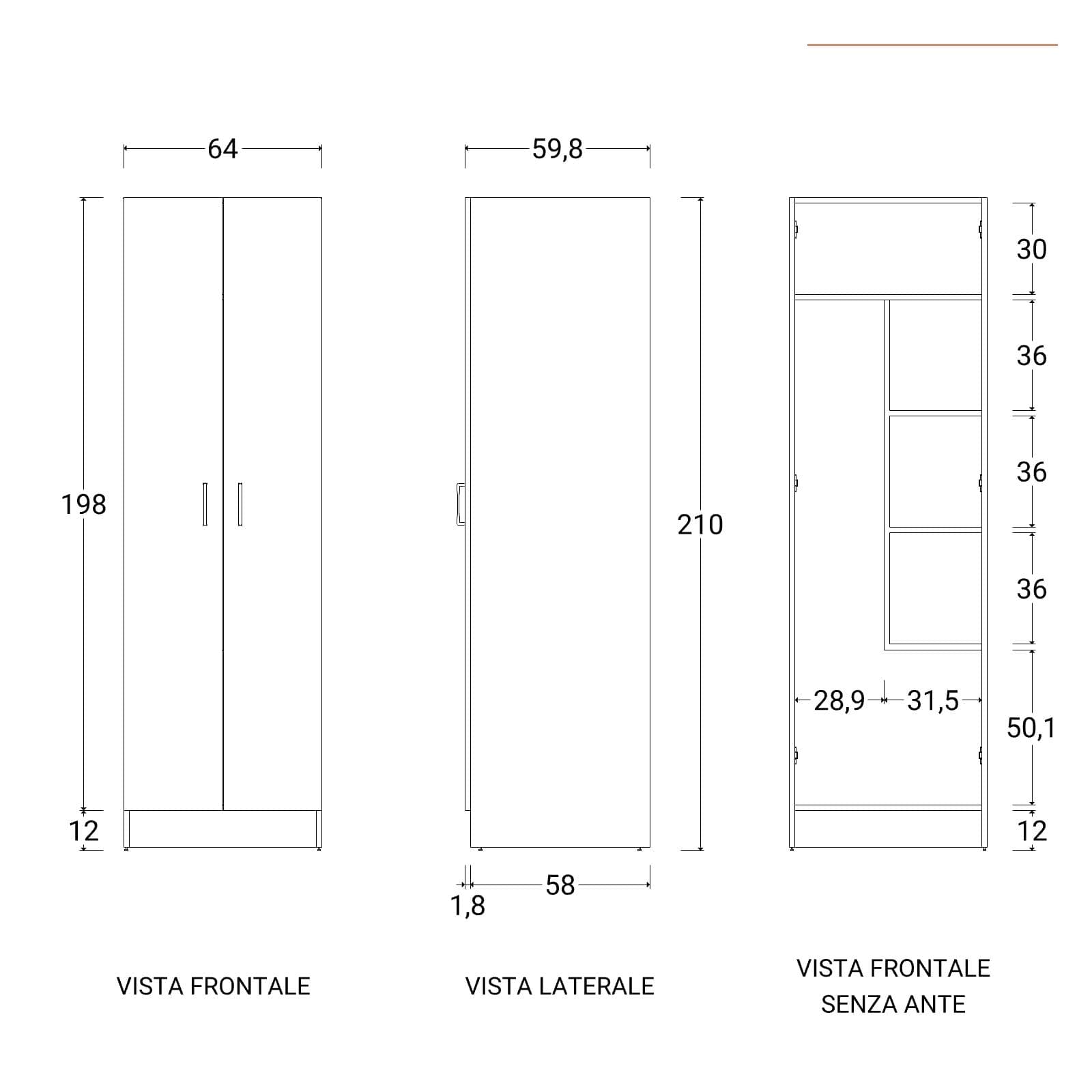 Colonna Colf Colavene 210hh cm con ripiani e contenitori interni corda