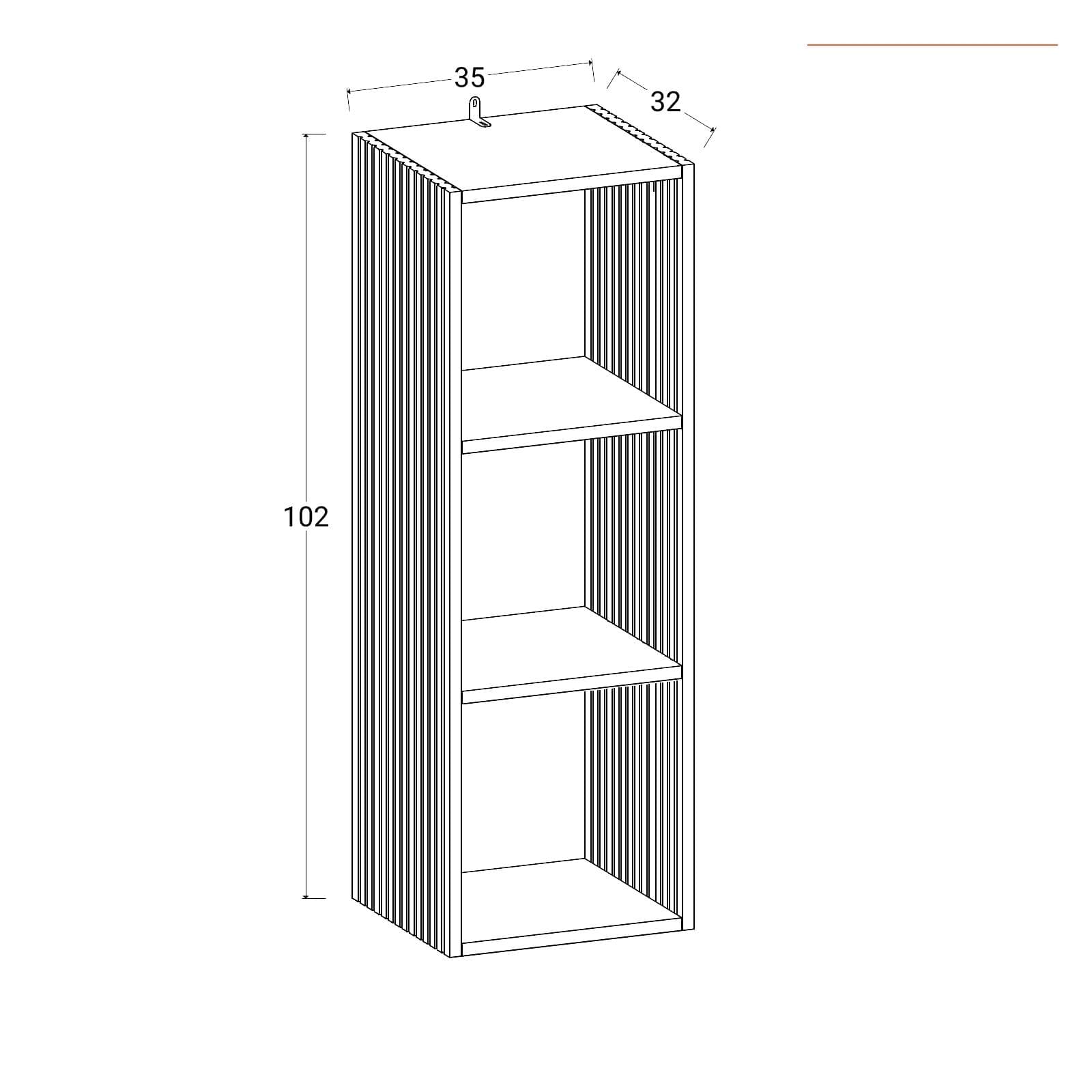Colonna bagno 35x102h cm in legno naturale e cannettato con 3 vani - Kloser