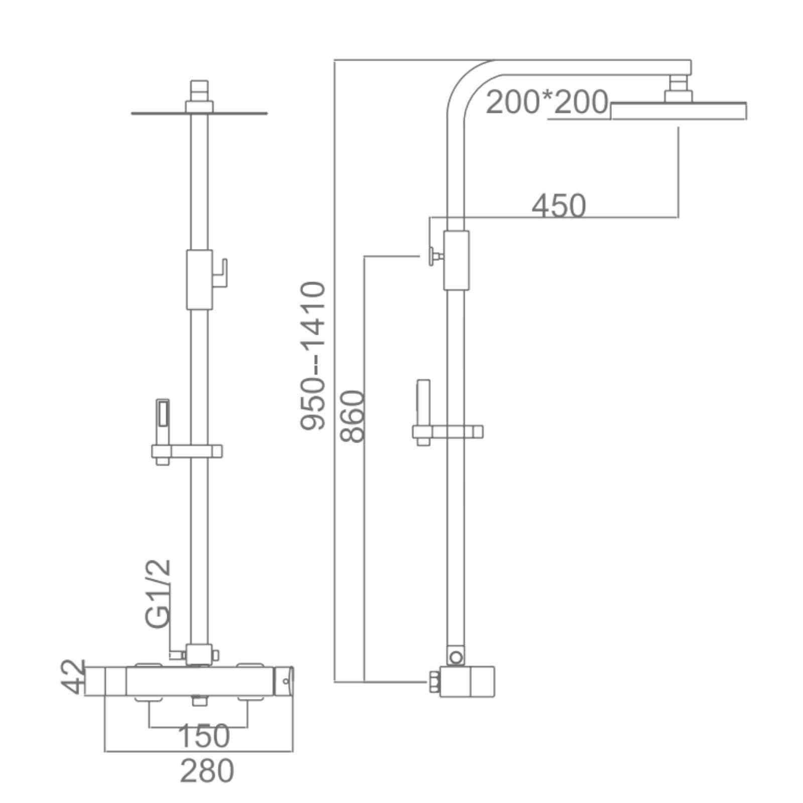 Colonna doccia 140 h cm in acciaio inox cromato - Suva