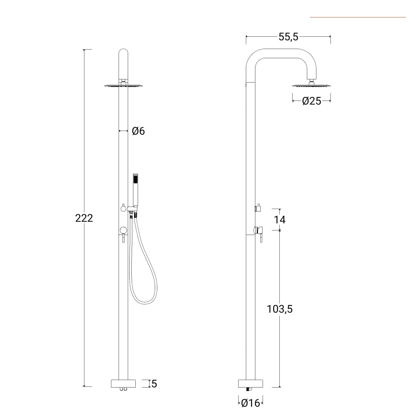 Colonna doccia da esterno 222h cm con soffione e doccino in acciaio inox 304 bianco opaco - Kokorito