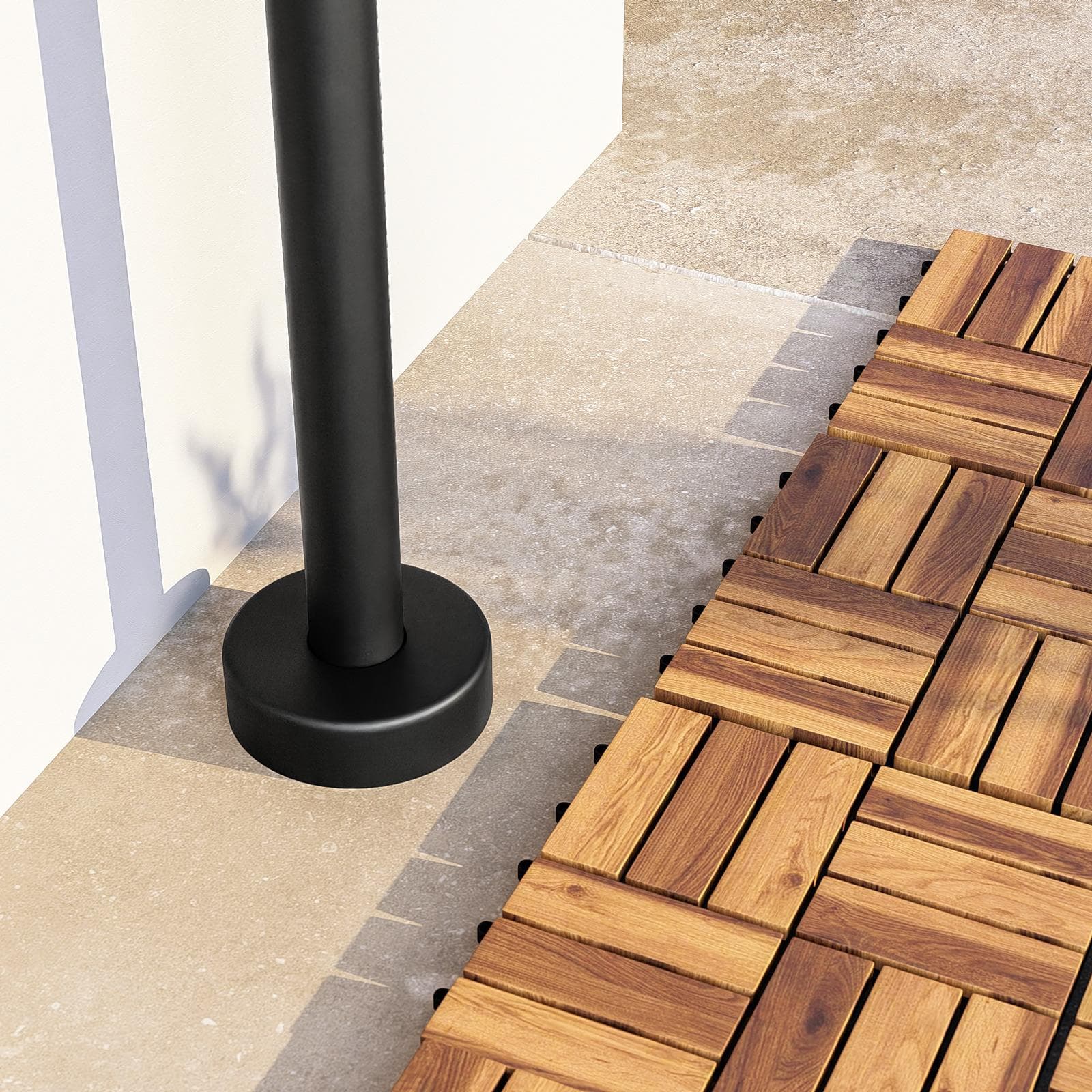 Colonna doccia da esterno 222h cm con soffione e doccino in acciaio inox 304 nero opaco - Kokorito