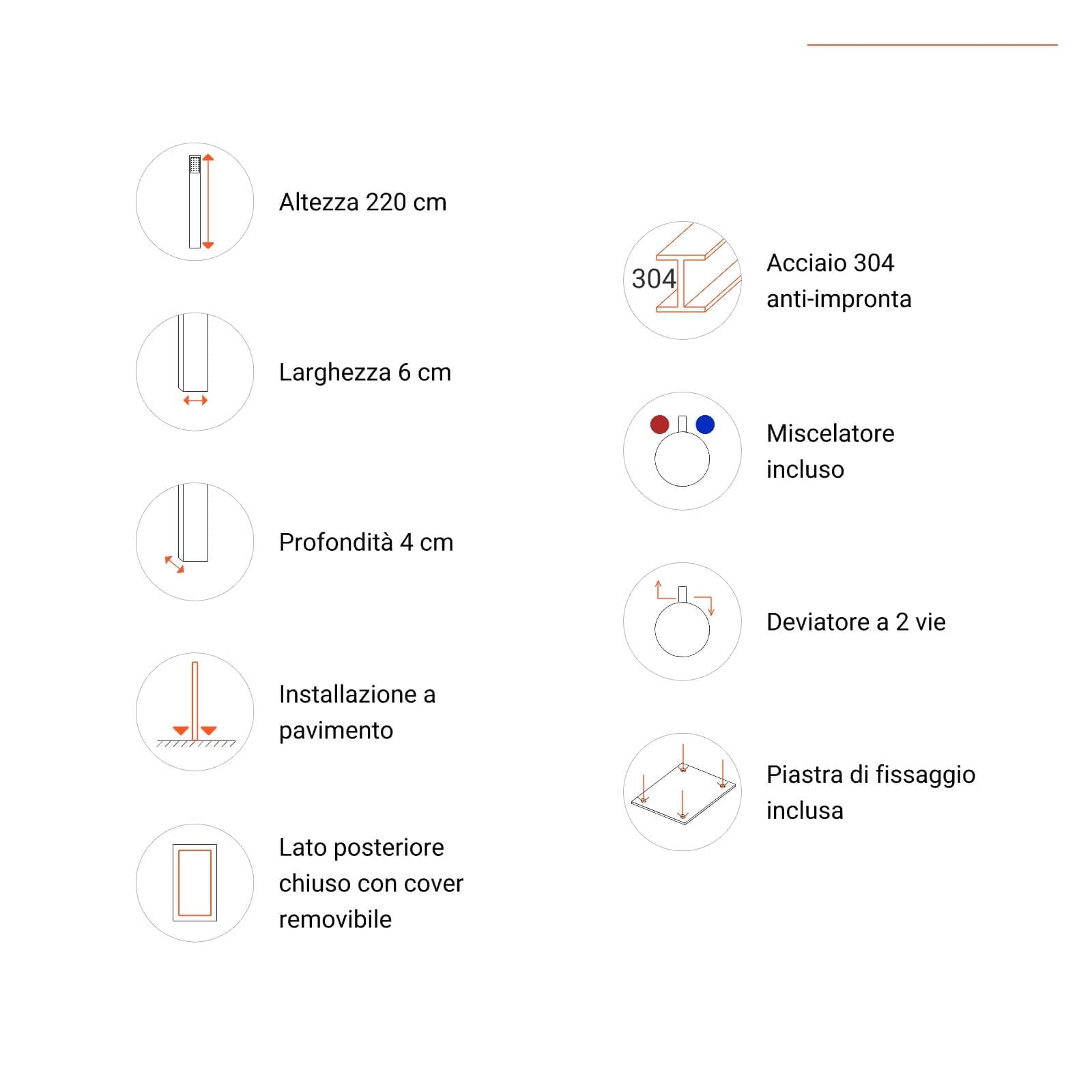 Colonna doccia da esterno in acciaio nero - Lushio