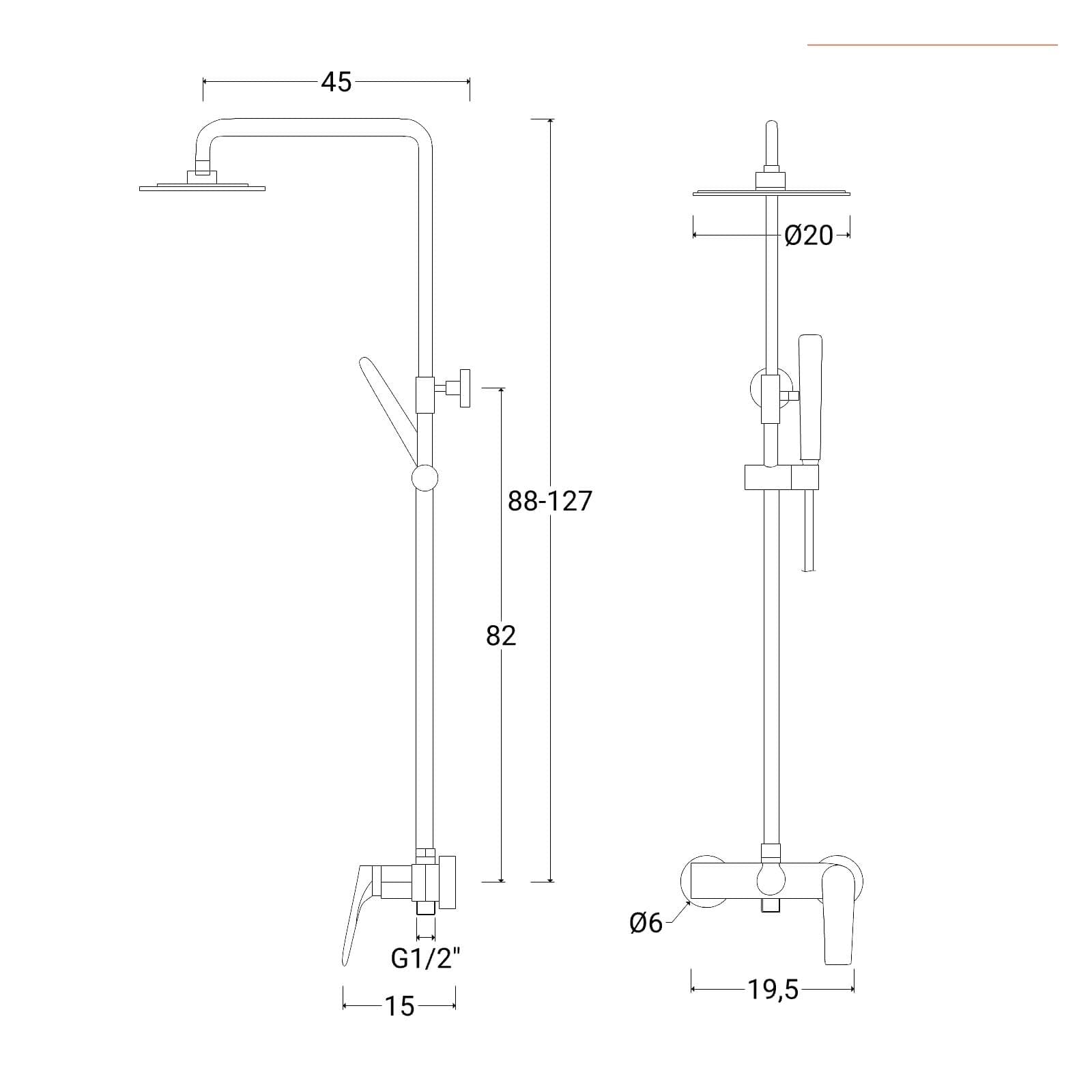 Colonna doccia in acciaio inox 304 con soffione anticalcare nero opaco - Poet
