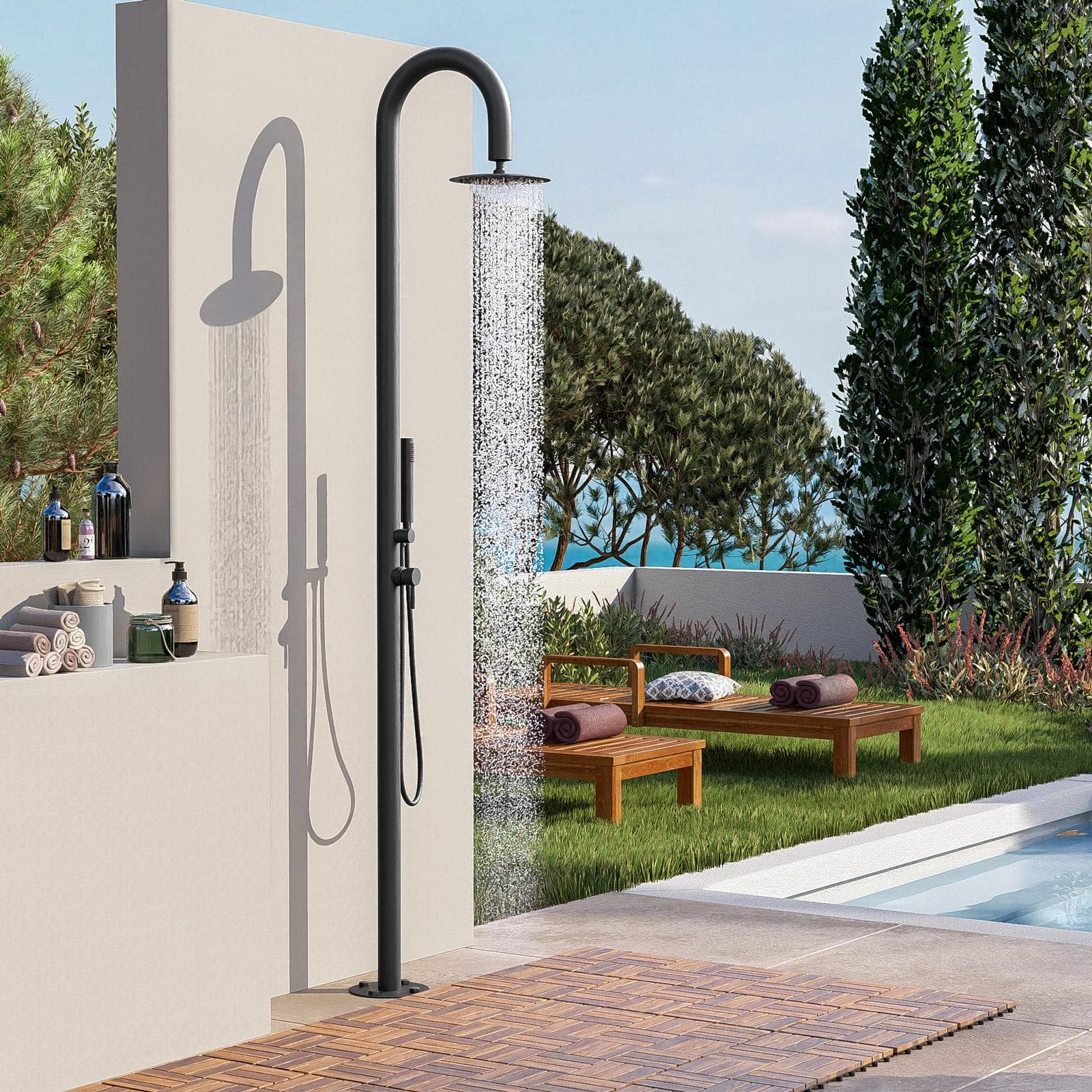 Colonna doccia per esterno 230h cm in acciaio inox 304 nero opaco - Keiras