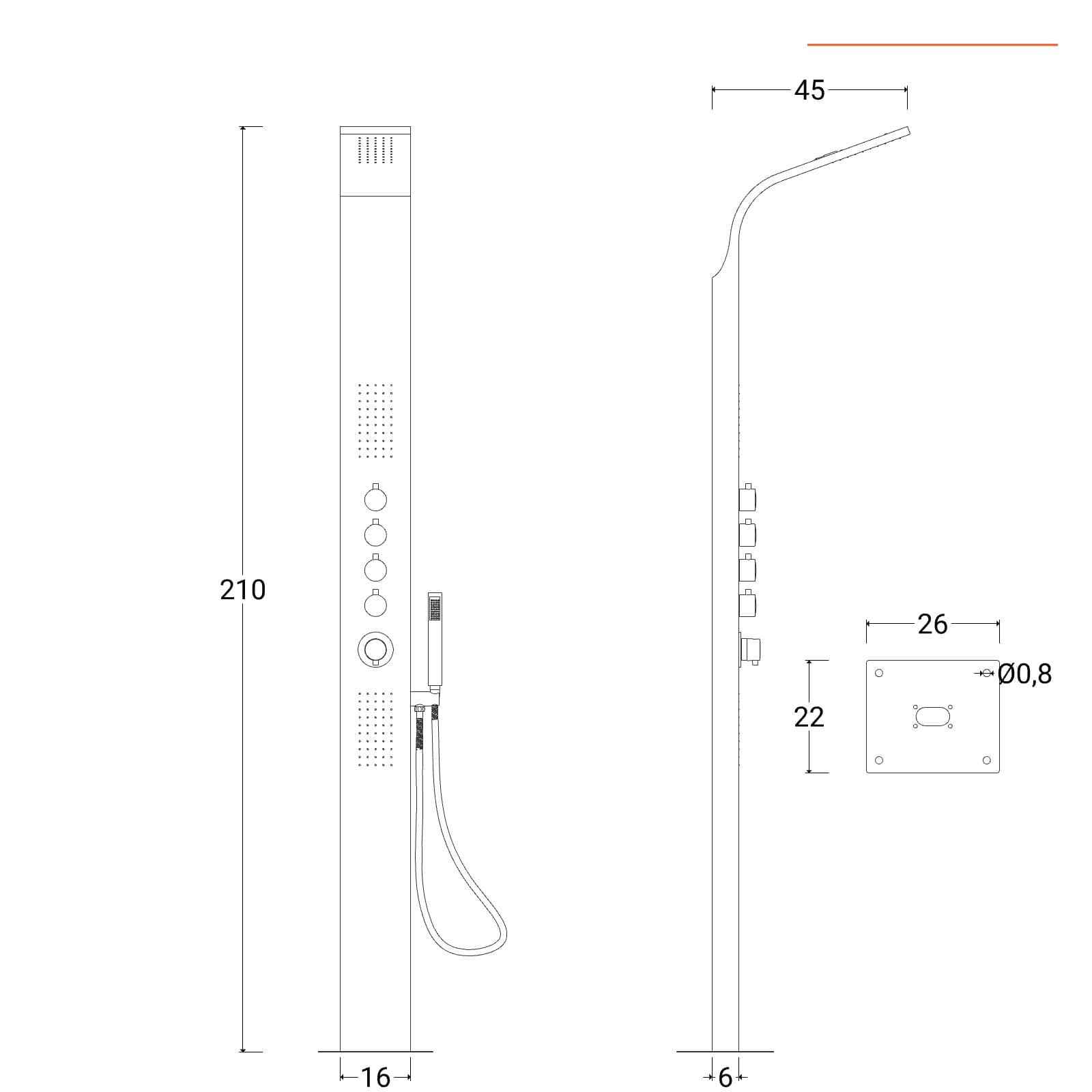 Colonna doccia per esterno cromata in acciaio inox - Soak