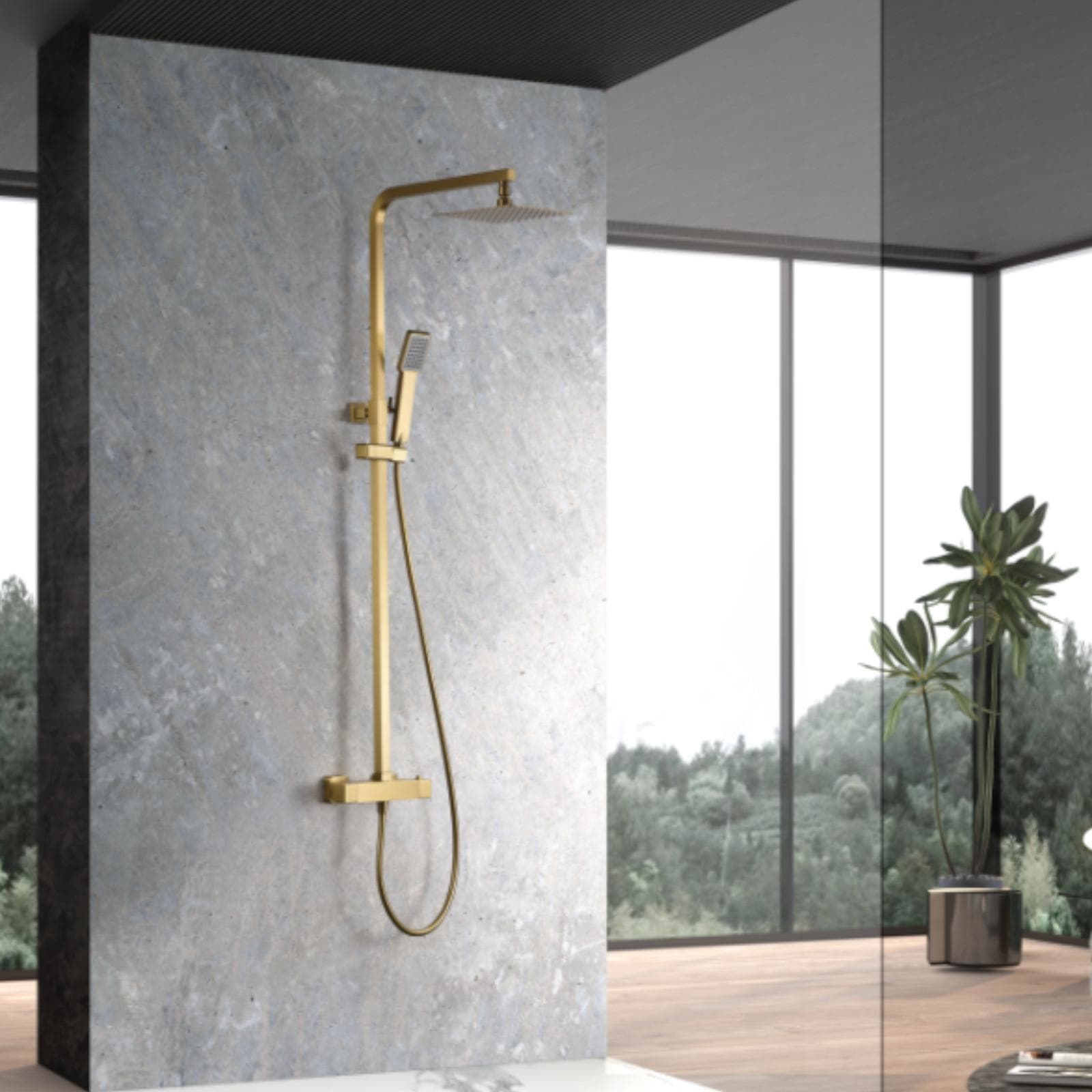 Colonna doccia telescopica 130 h cm in acciaio inox oro spazzolato - Piedra