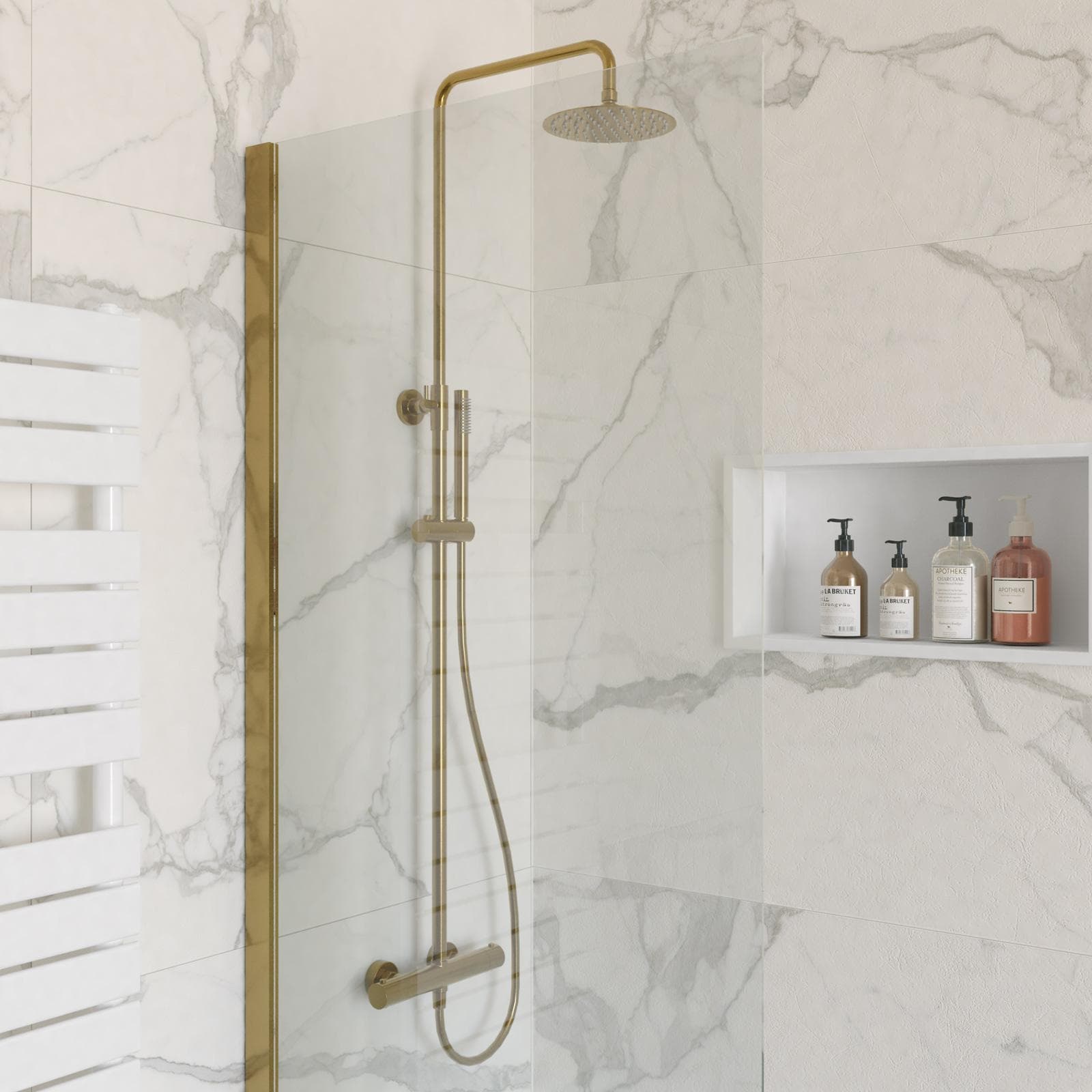 Colonna doccia termostatica in acciaio inox oro spazzolato anti-impronta - Nocta