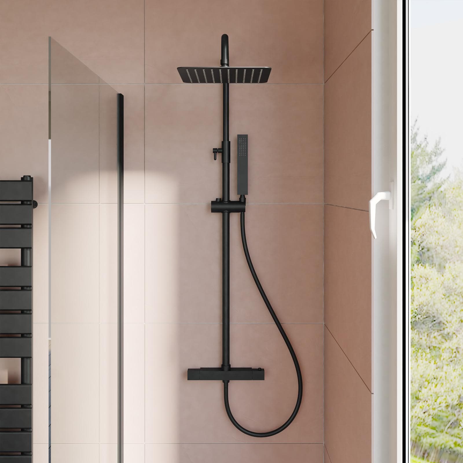 Colonna doccia termostatica nero - Drigio
