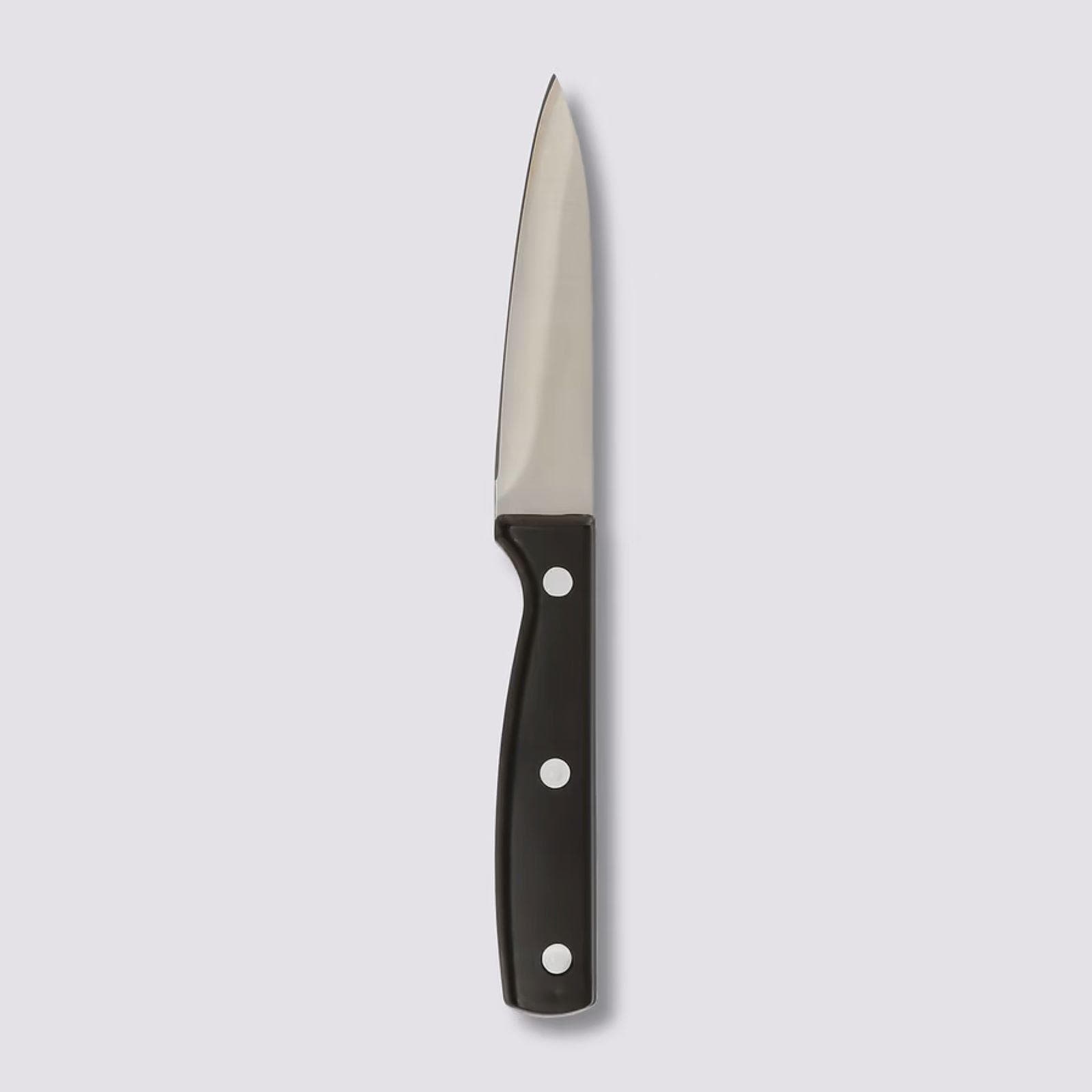 Coltello spelucchino in acciaio inox forgiato cromo e manico nero - Groom