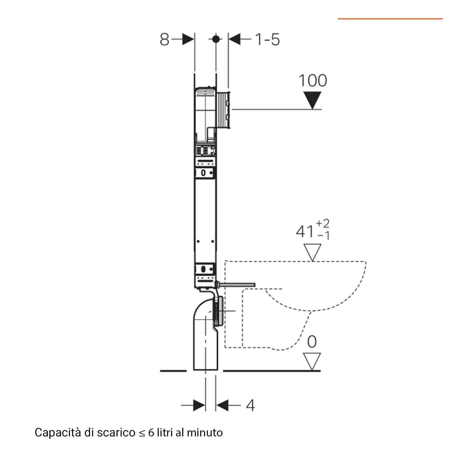 Combifix Geberit per muratura Sigma 8 cm per vaso sospeso altezza 109 cm