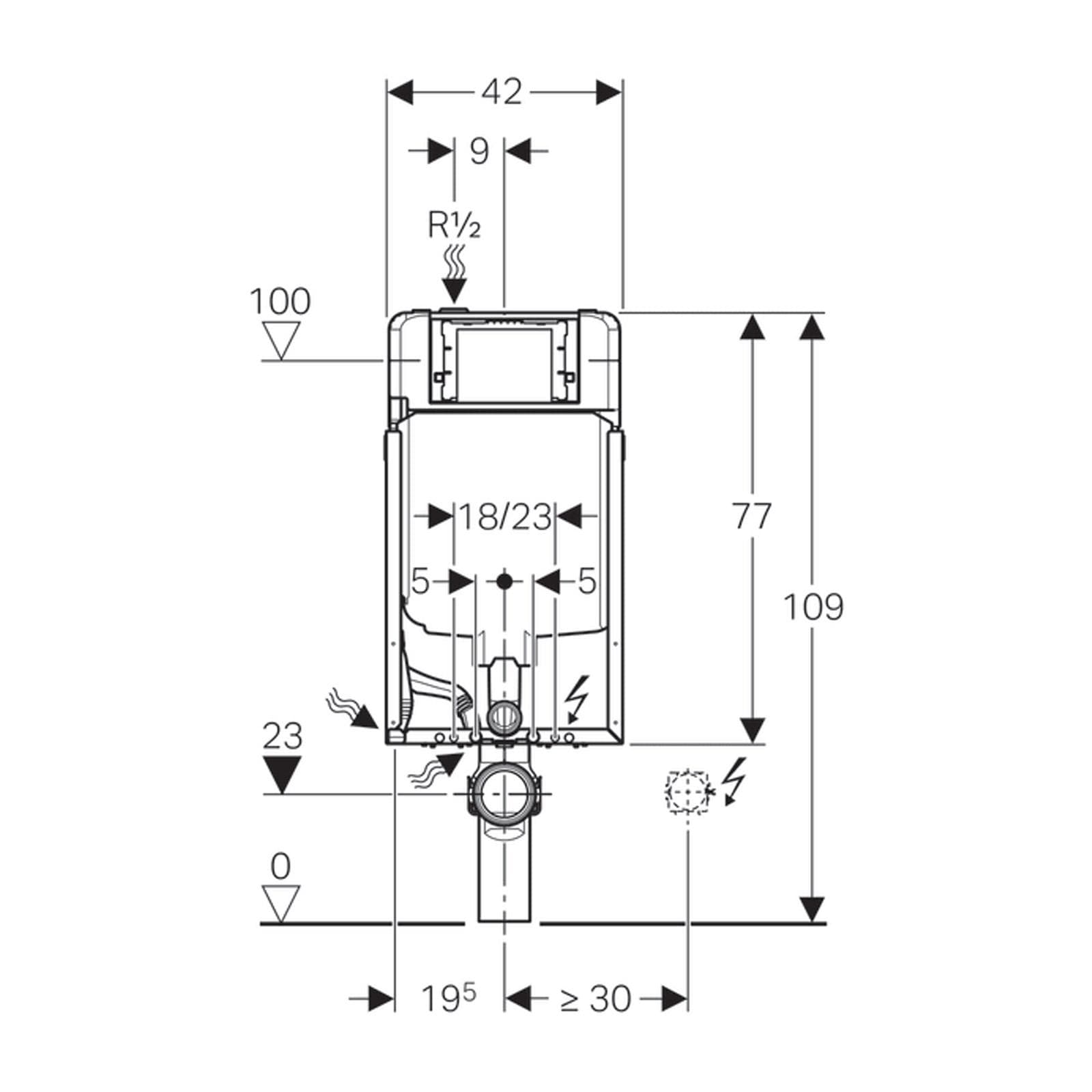 Combifix Geberit per muratura Sigma 8 cm per vaso sospeso altezza 109 cm