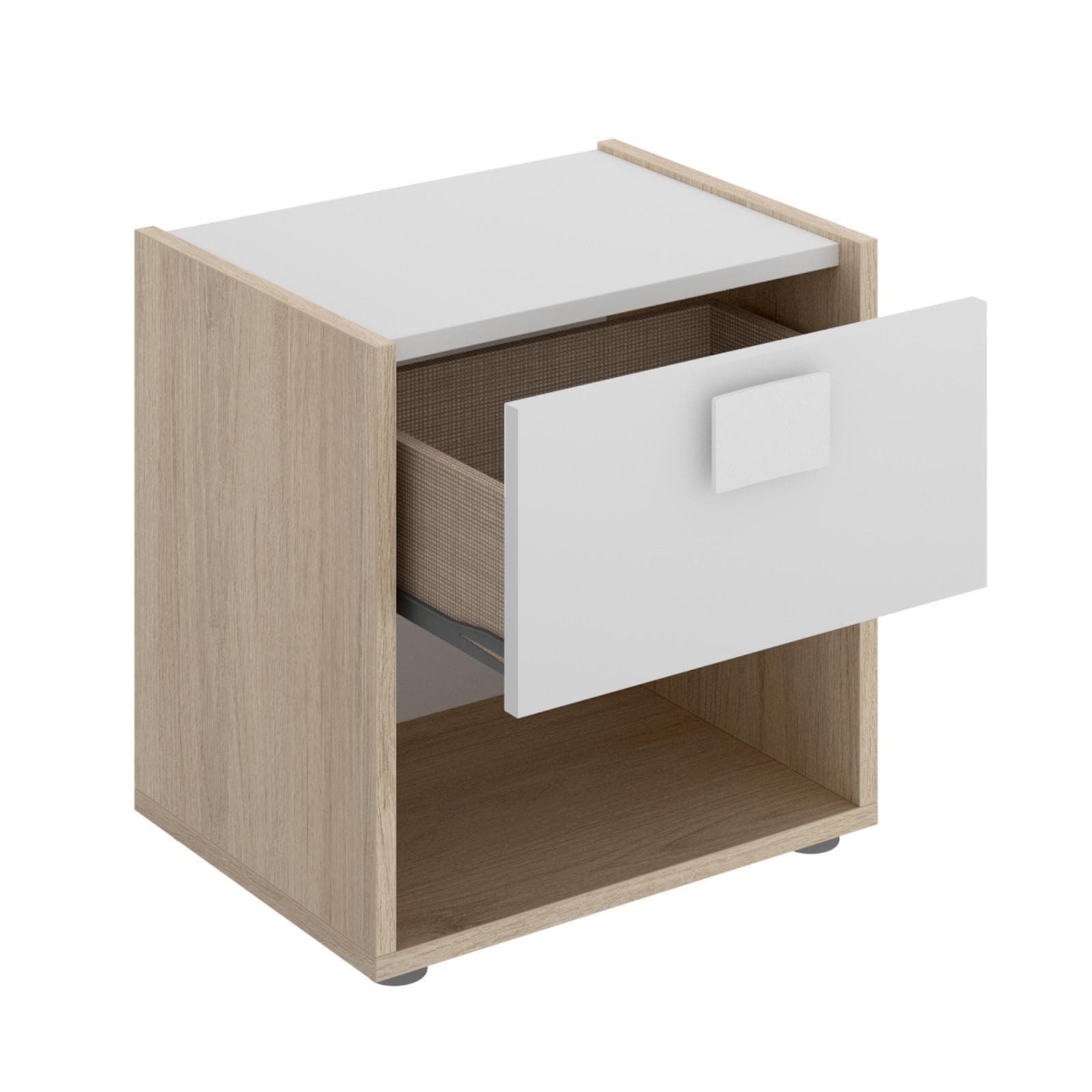 Comodino 40x42 h cm in legno bianco e naturale con cassetto - Dinasty