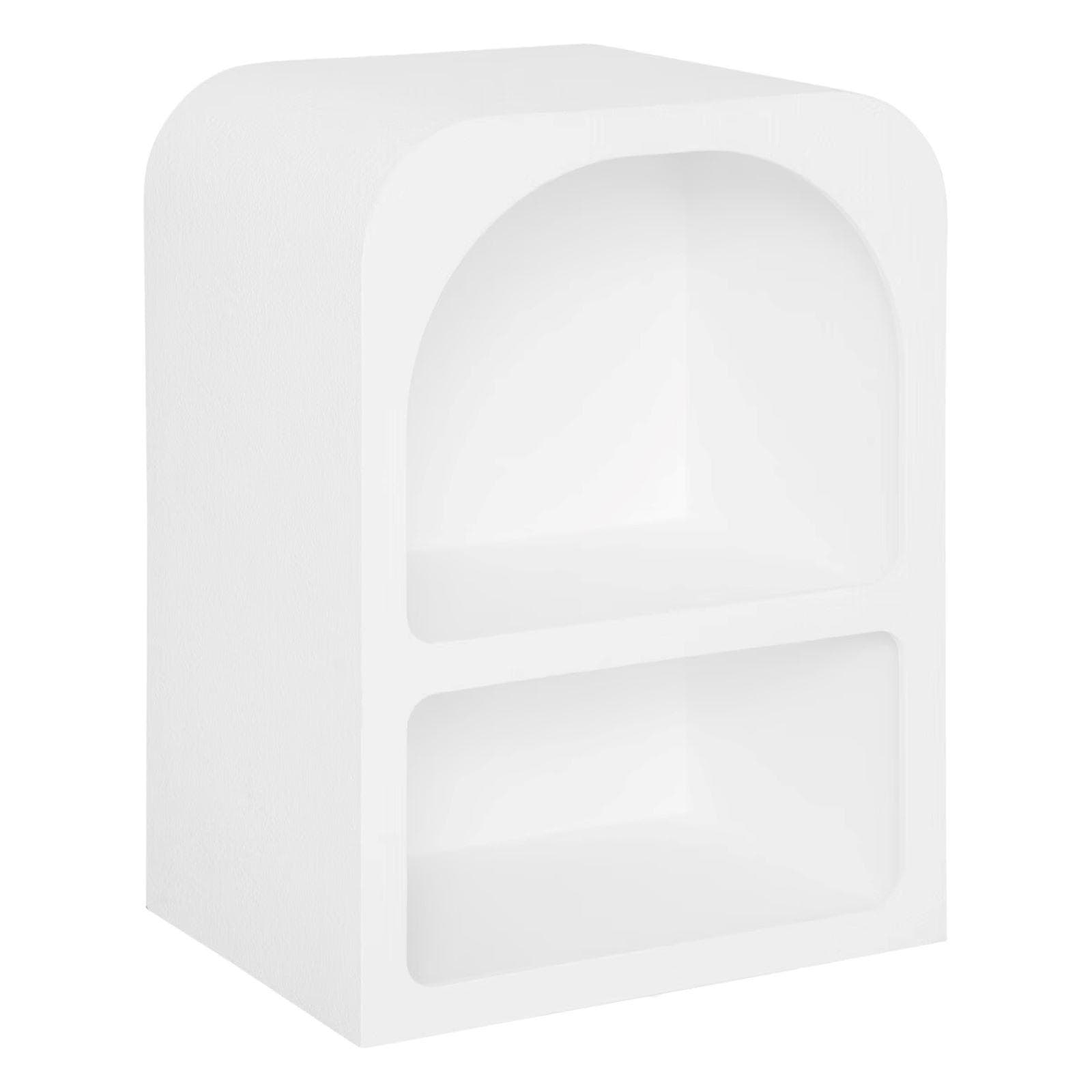 Comodino 40x55h in legno effetto pietra bianco con 2 ripiani - Taisha
