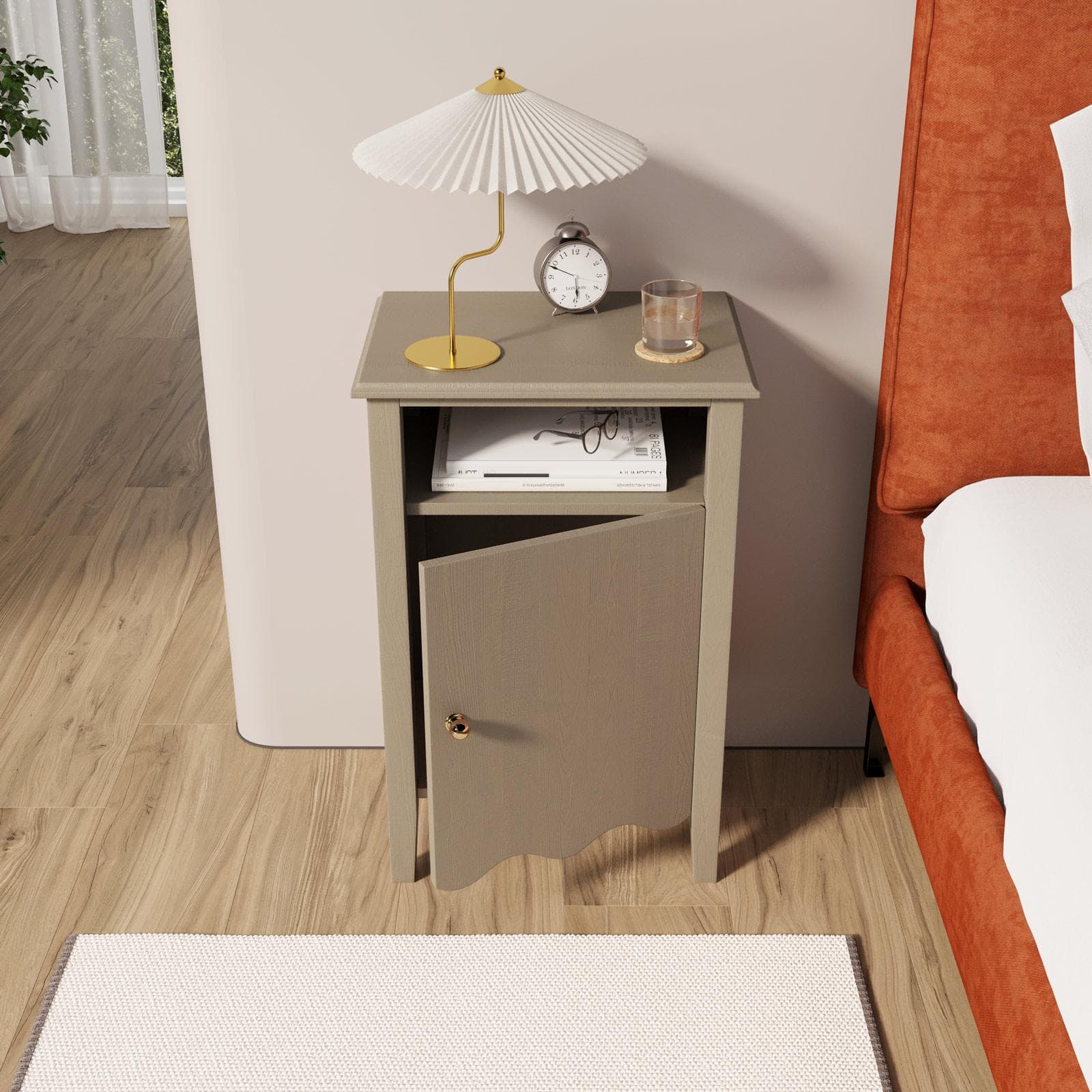 Comodino 43x66h cm tortora con 1 anta - Jasi