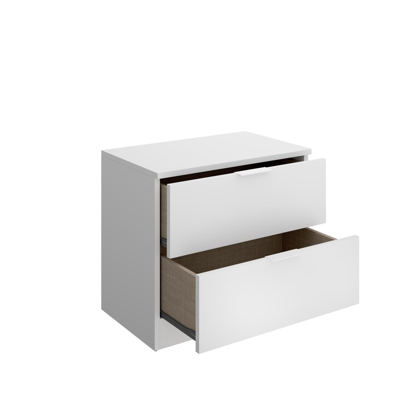 Comodino 46h cm in legno bianco con 2 cassetti - Novak