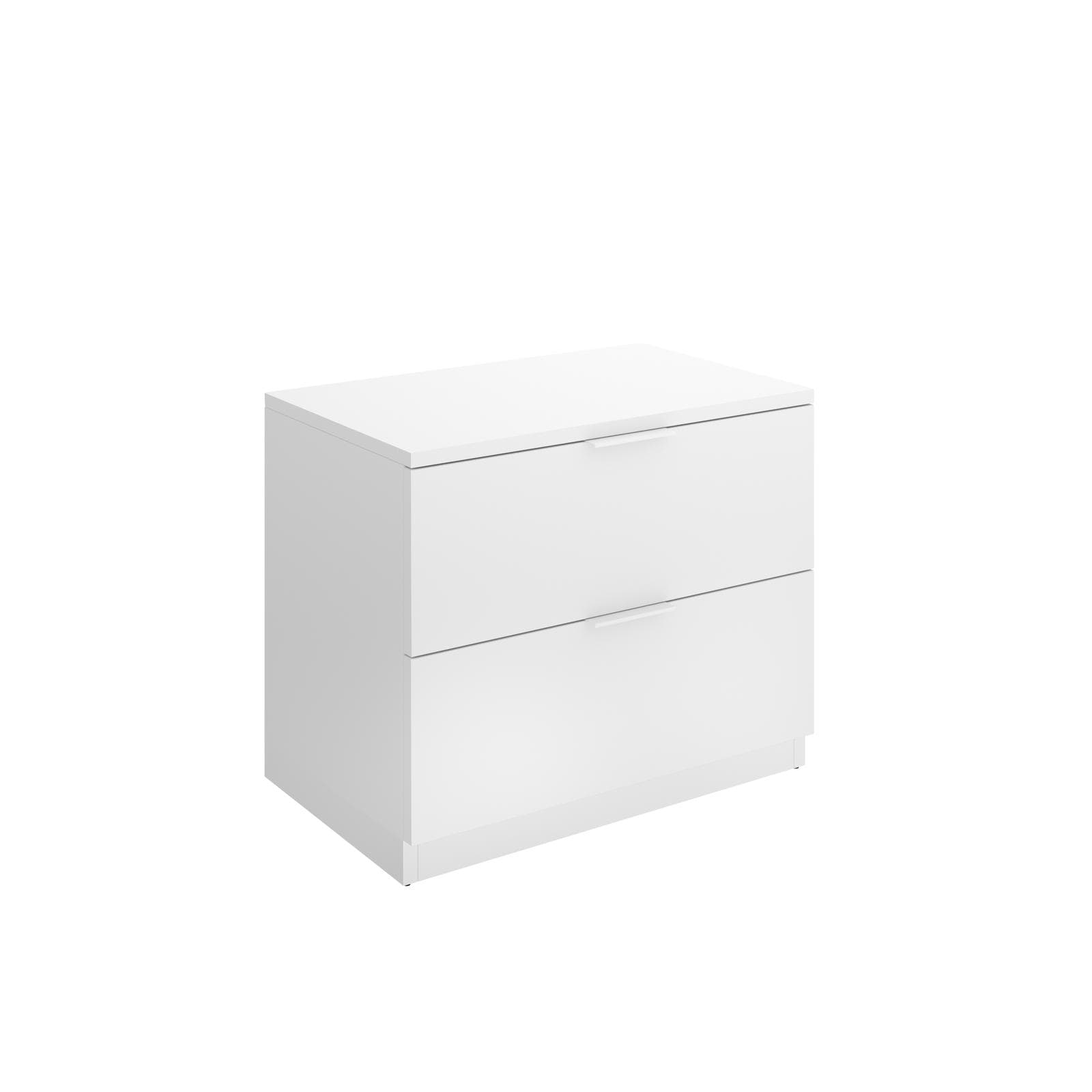 Comodino 46h cm in legno bianco con 2 cassetti - Novak