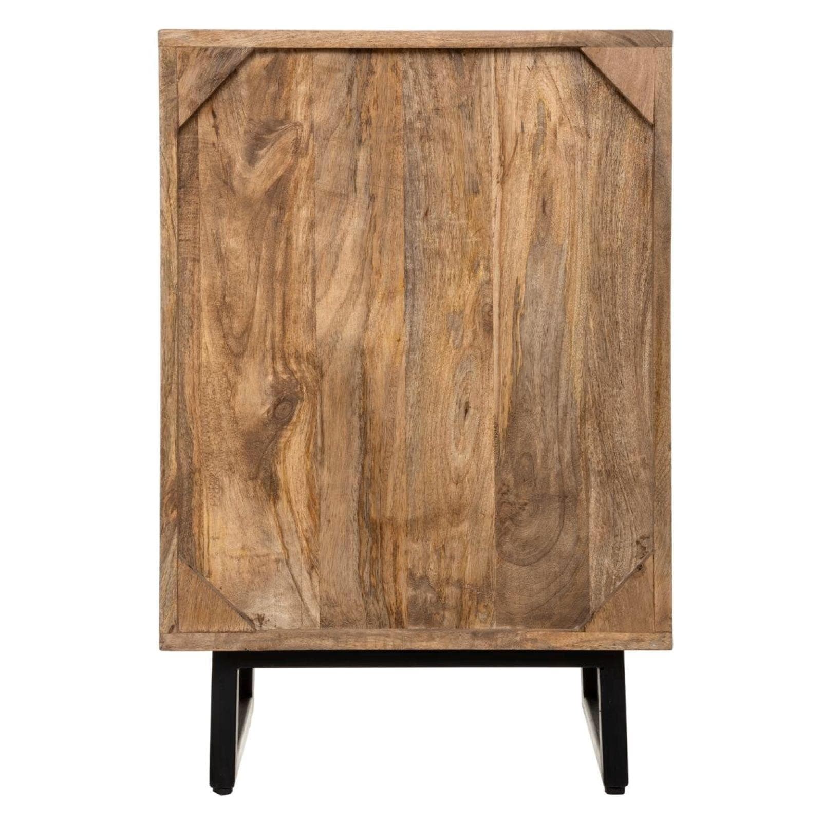 Comodino 50x74h cm in legno di mango bianco con 3 cassetti intagliati a mano - Osaka