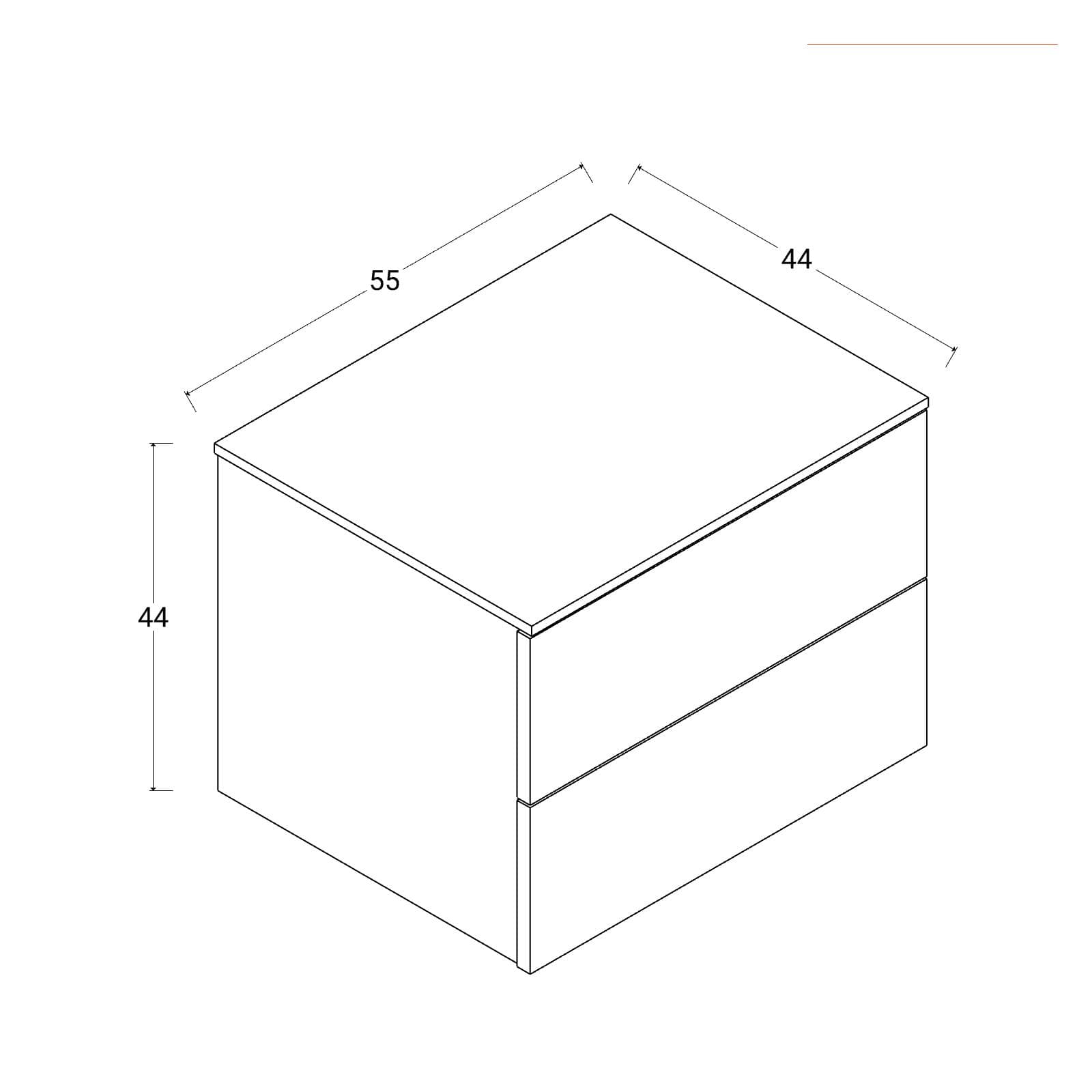 Comodino 55x44h cm con due cassetti in bianco lucido - Reina