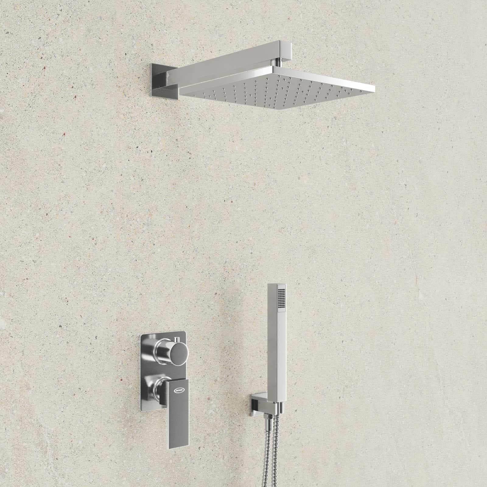 Composizione doccia Jacuzzi - Rubinetteria Crux con braccio soffione doccetta e miscelatore 2 uscite