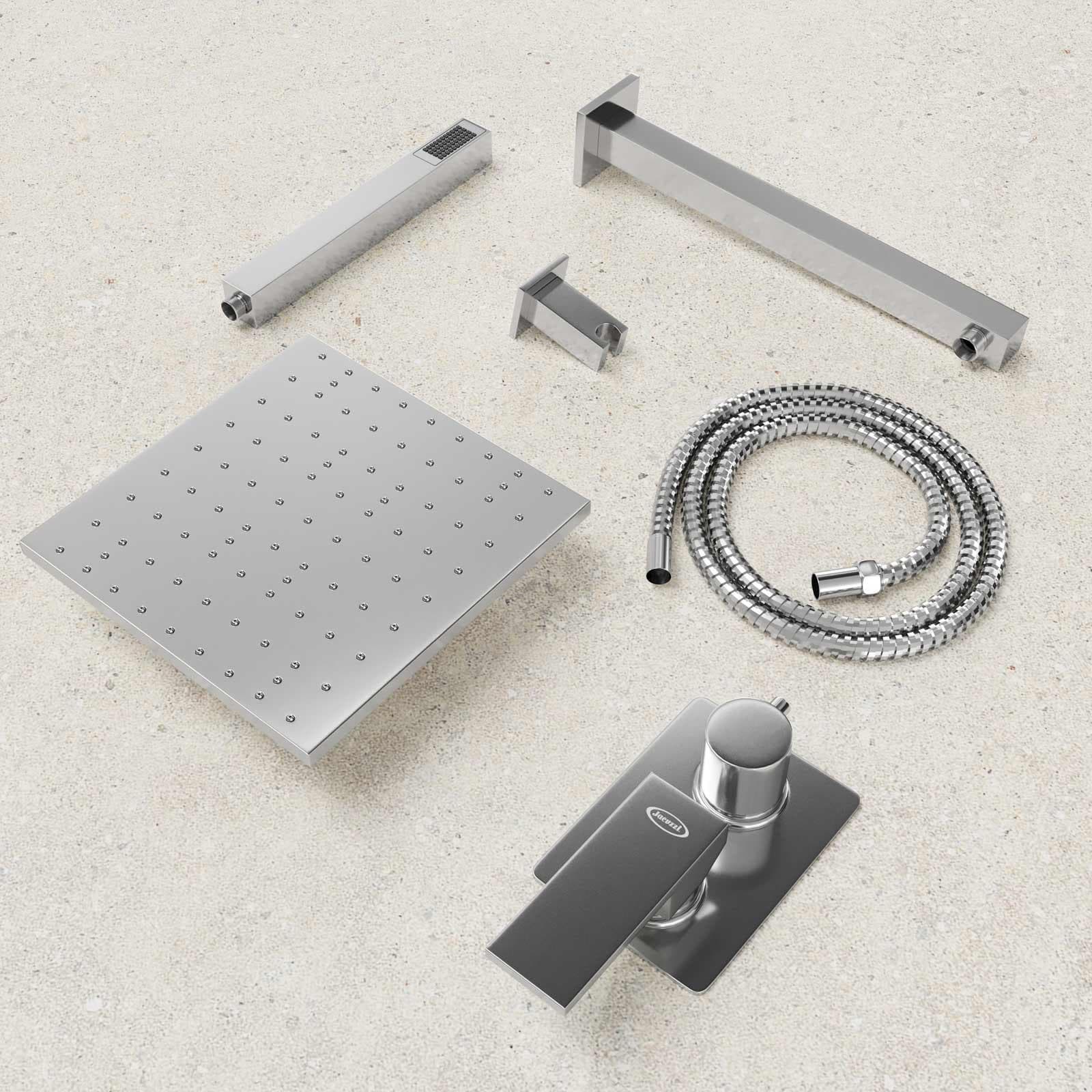 Composizione doccia Jacuzzi - Rubinetteria Crux con braccio soffione doccetta e miscelatore 2 uscite