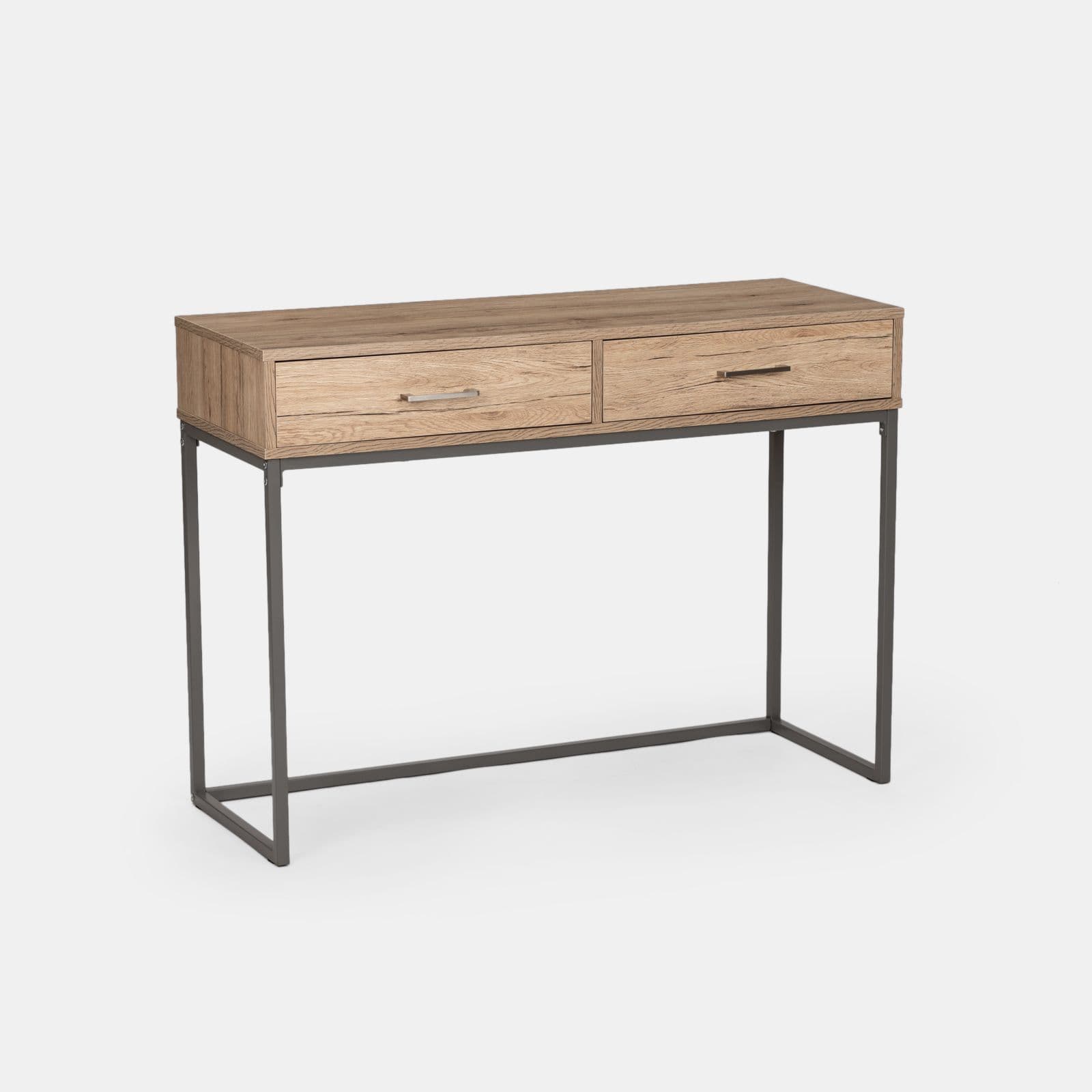 Consolle 110x80h cm in legno rovere e grigio con due cassetti - Tod