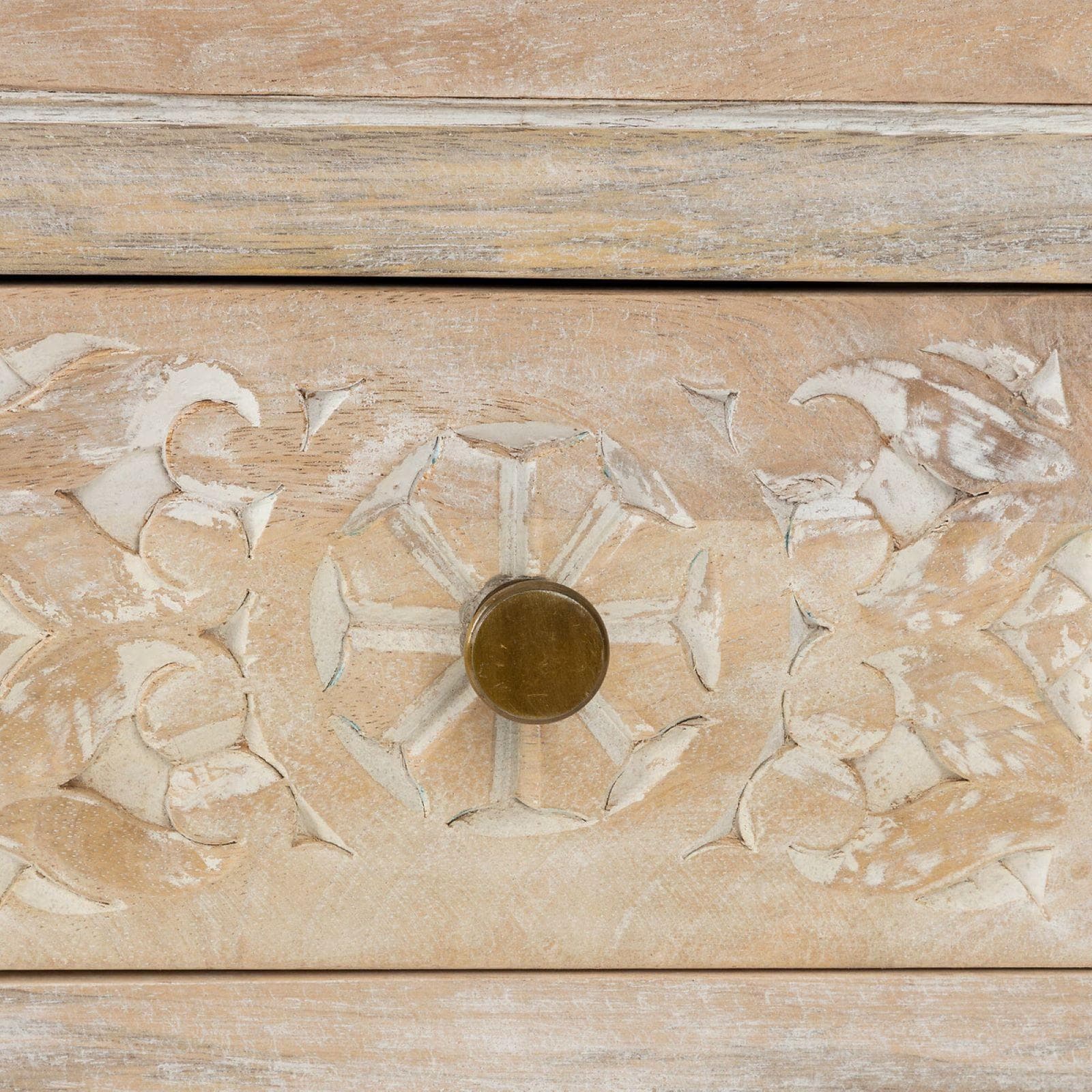 Consolle 120x80h cm in legno di mango con 2 cassetti intagliati a mano - Sintra
