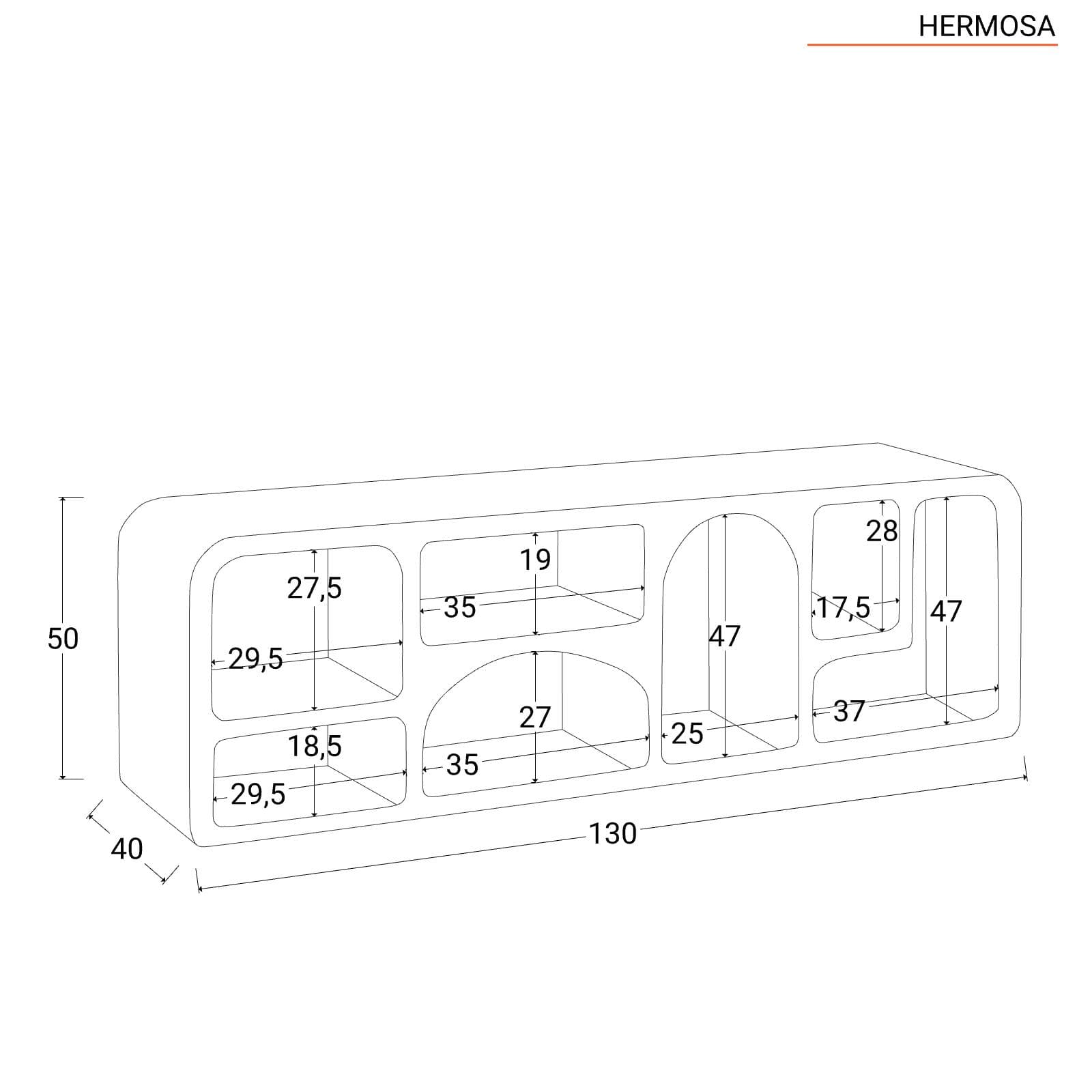 Porta tv 130x50h cm in legno nero effetto pietra - Hermosa