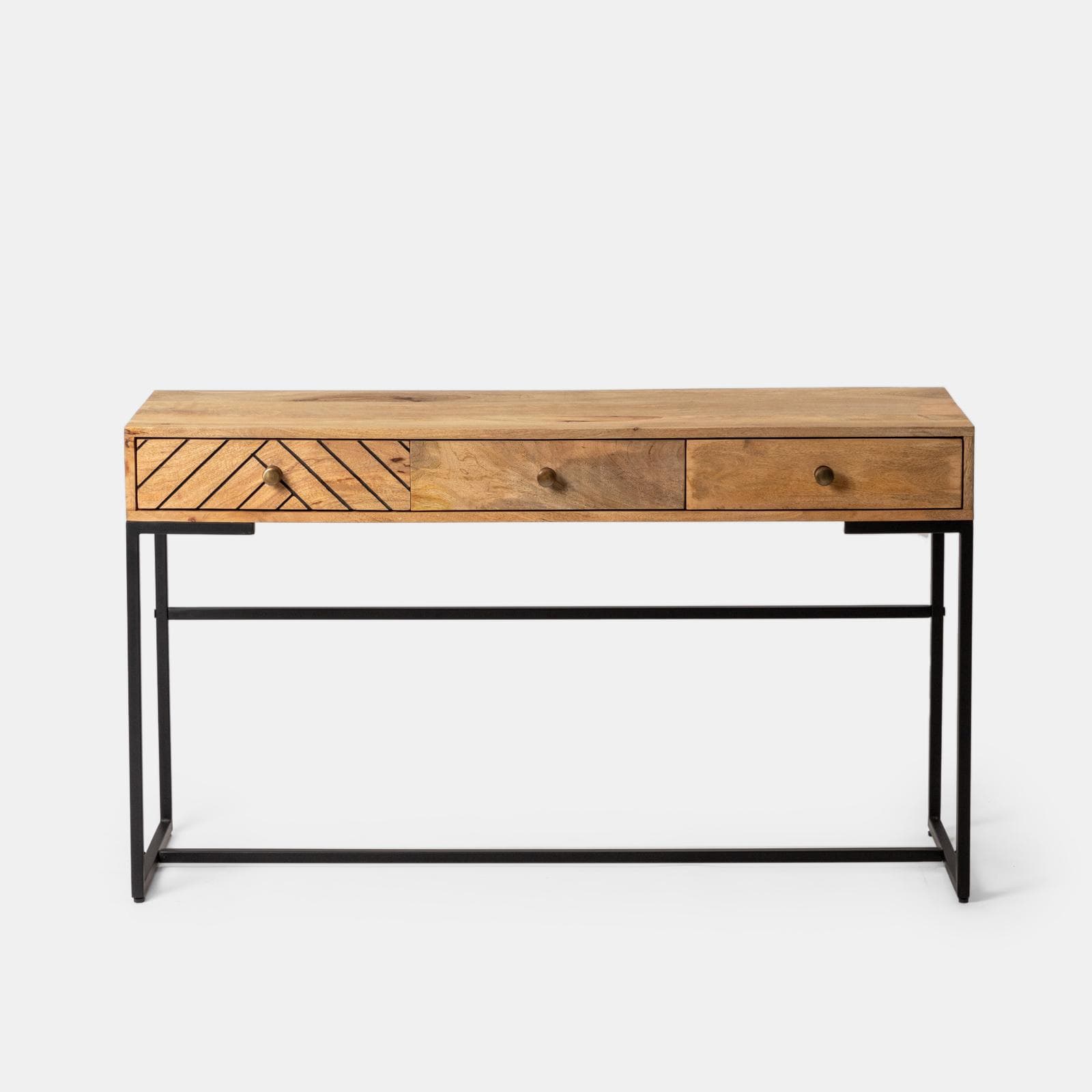 Consolle 133x76h cm in legno di mango e metallo con 3 cassetti - Freia Mango