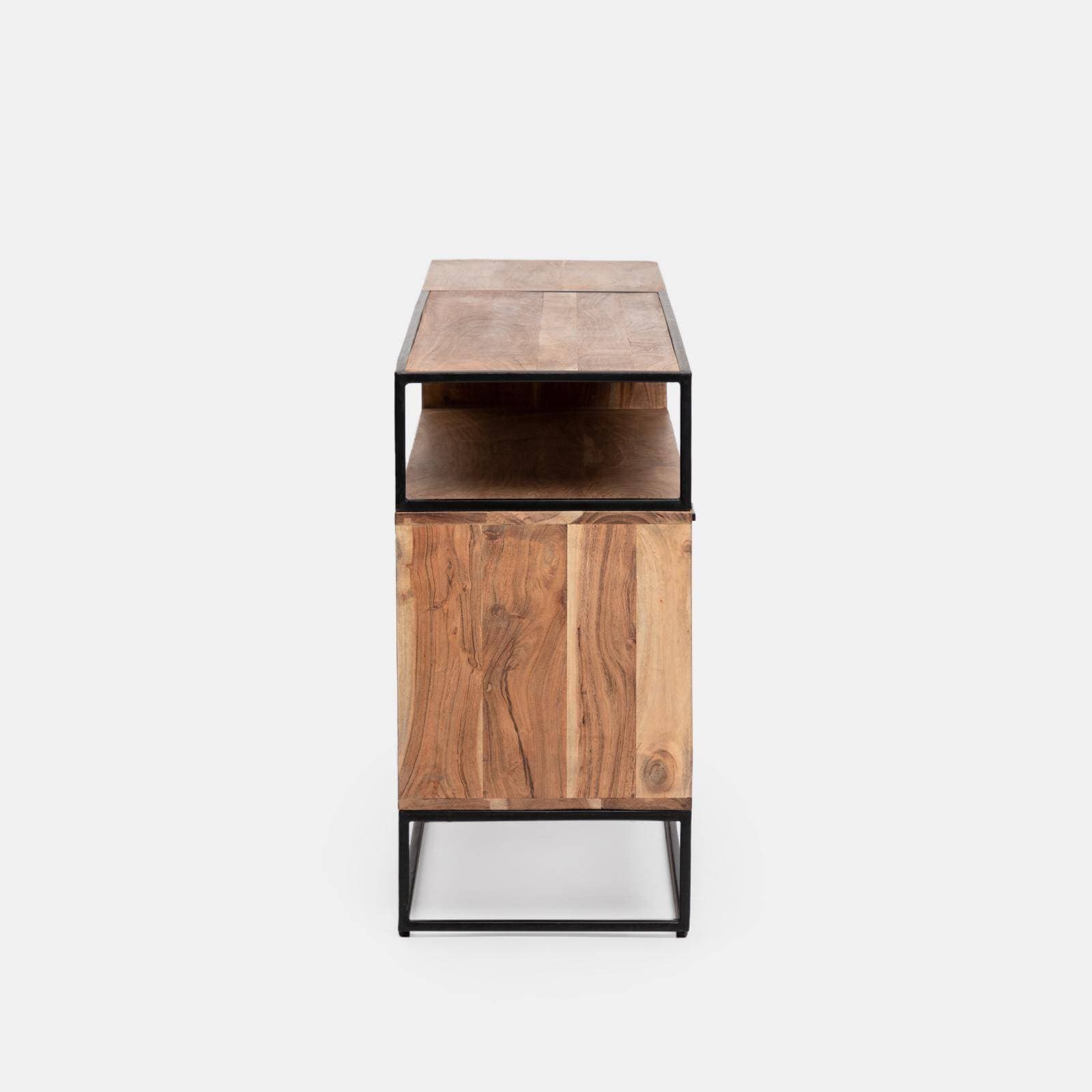 Madia 175x77h cm in legno di acacia e metallo con 3 ante - Freia Acacia