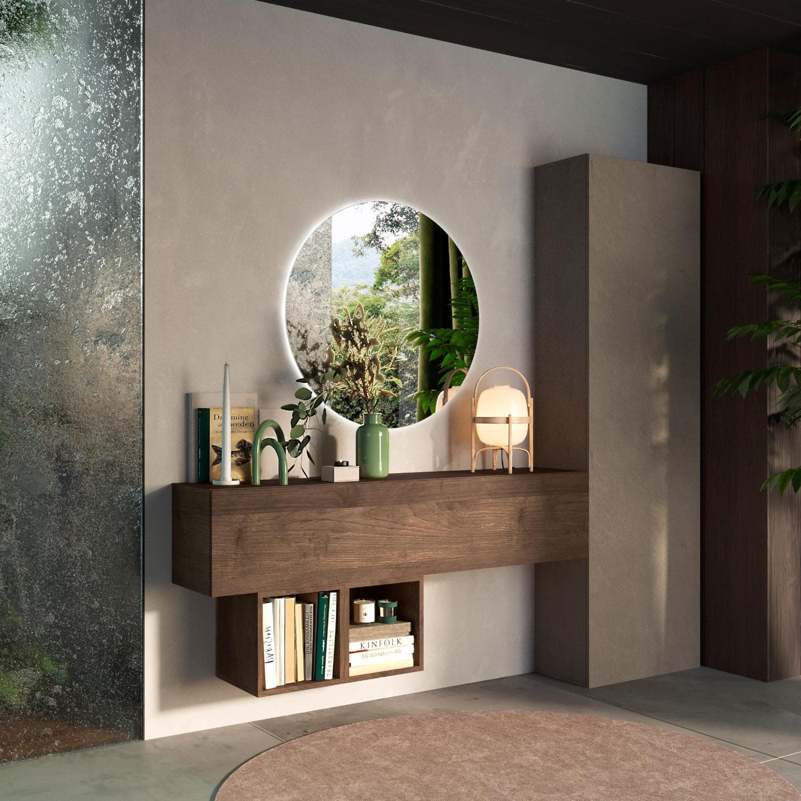 Mobile ingresso reversibile 192x185h cm argilla e mercure - Clary