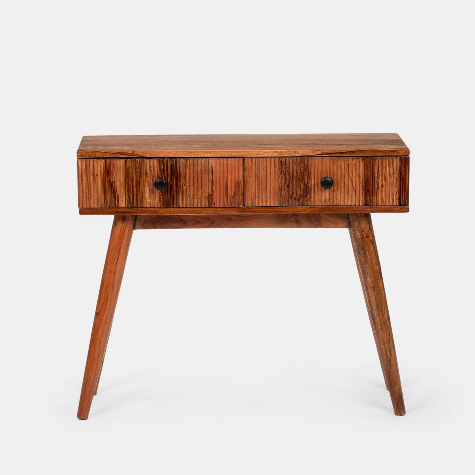 Consolle 88x30 cm in legno di acacia cannettato con due cassetti - Reed