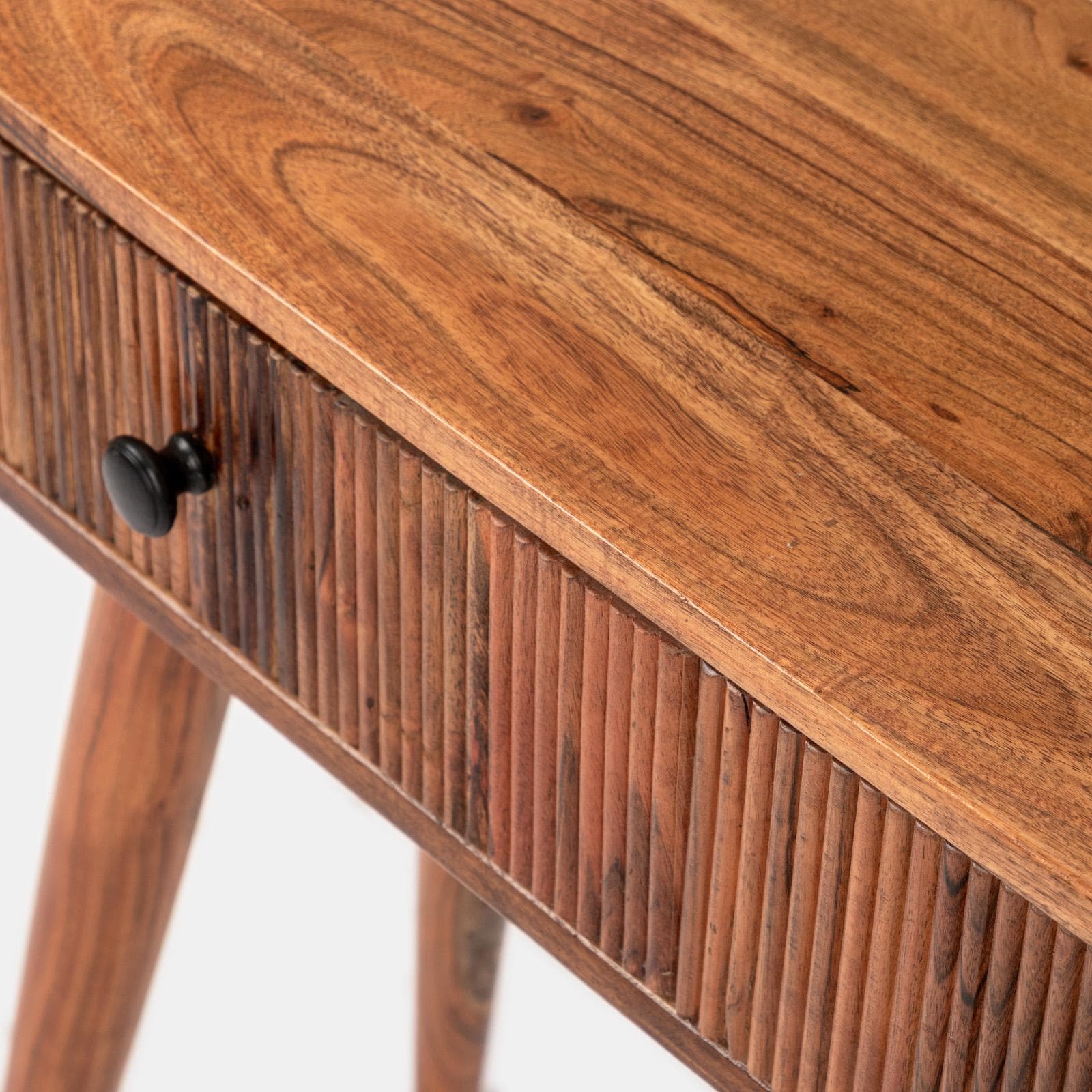 Consolle 88x30 cm in legno di acacia cannettato con due cassetti - Reed