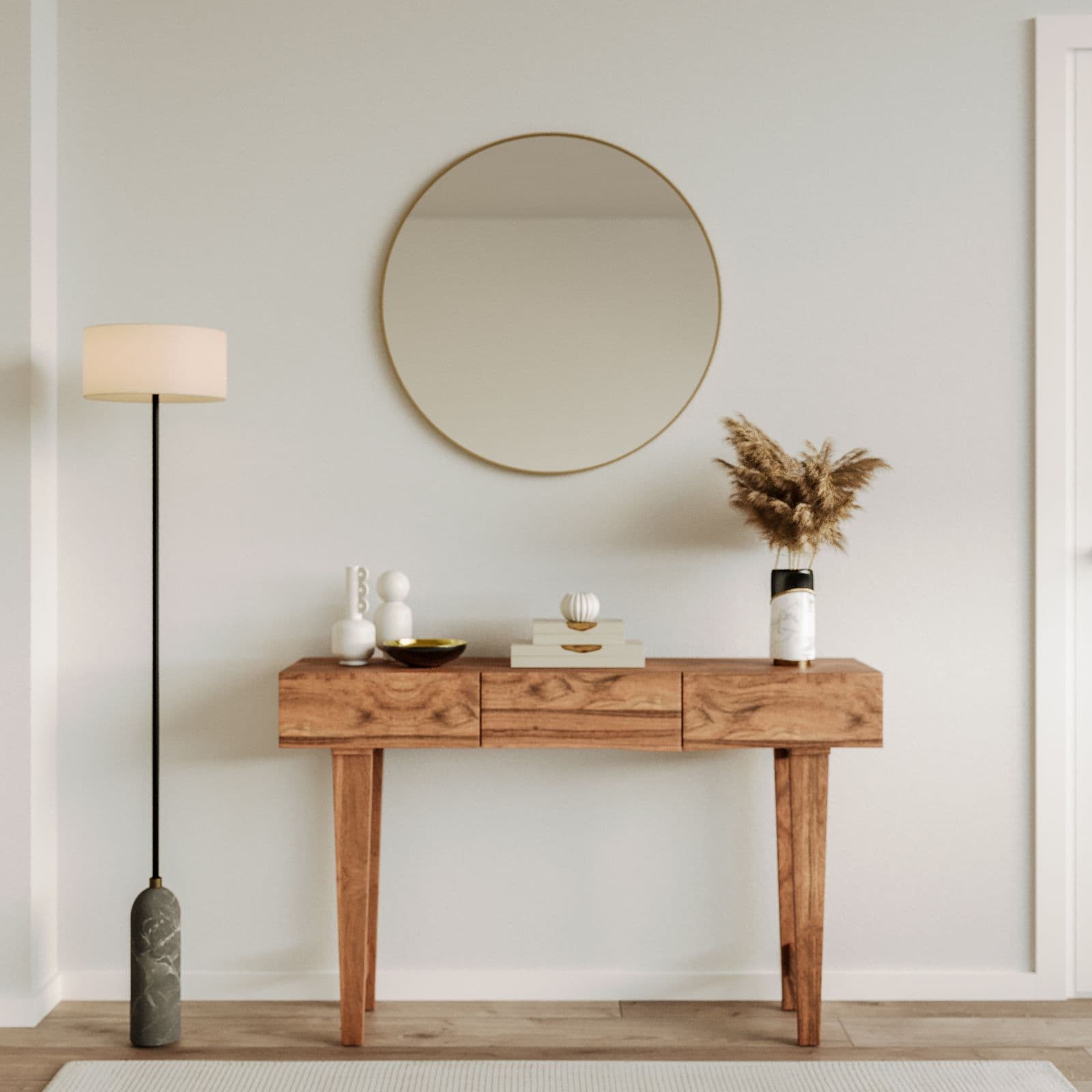 Consolle 120x75h cm in legno di acacia con 3 cassetti - Freia Acacia