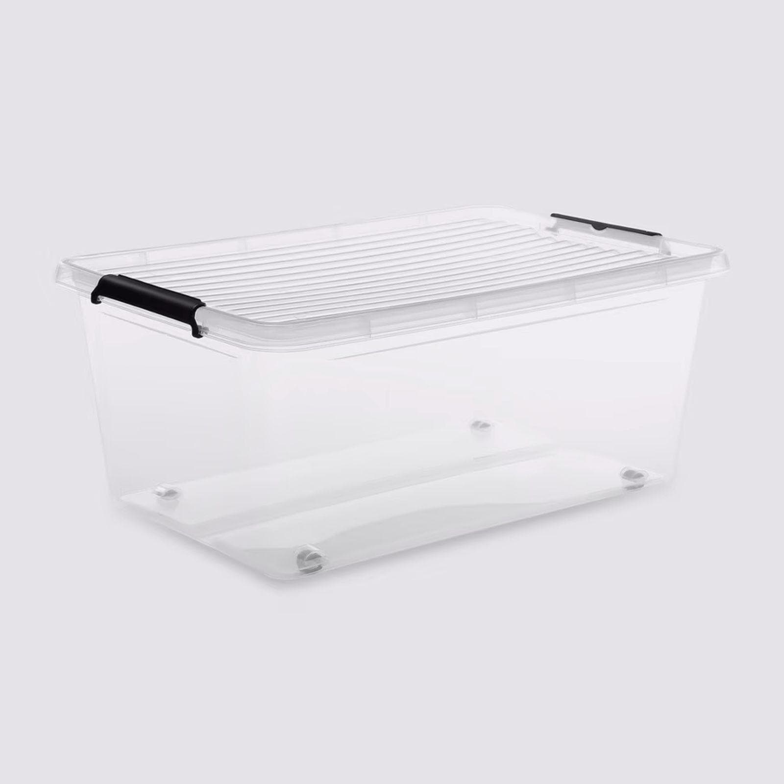Contenitore 58x26h cm in polipropilene con ruote e chiusura a clip - Archivia