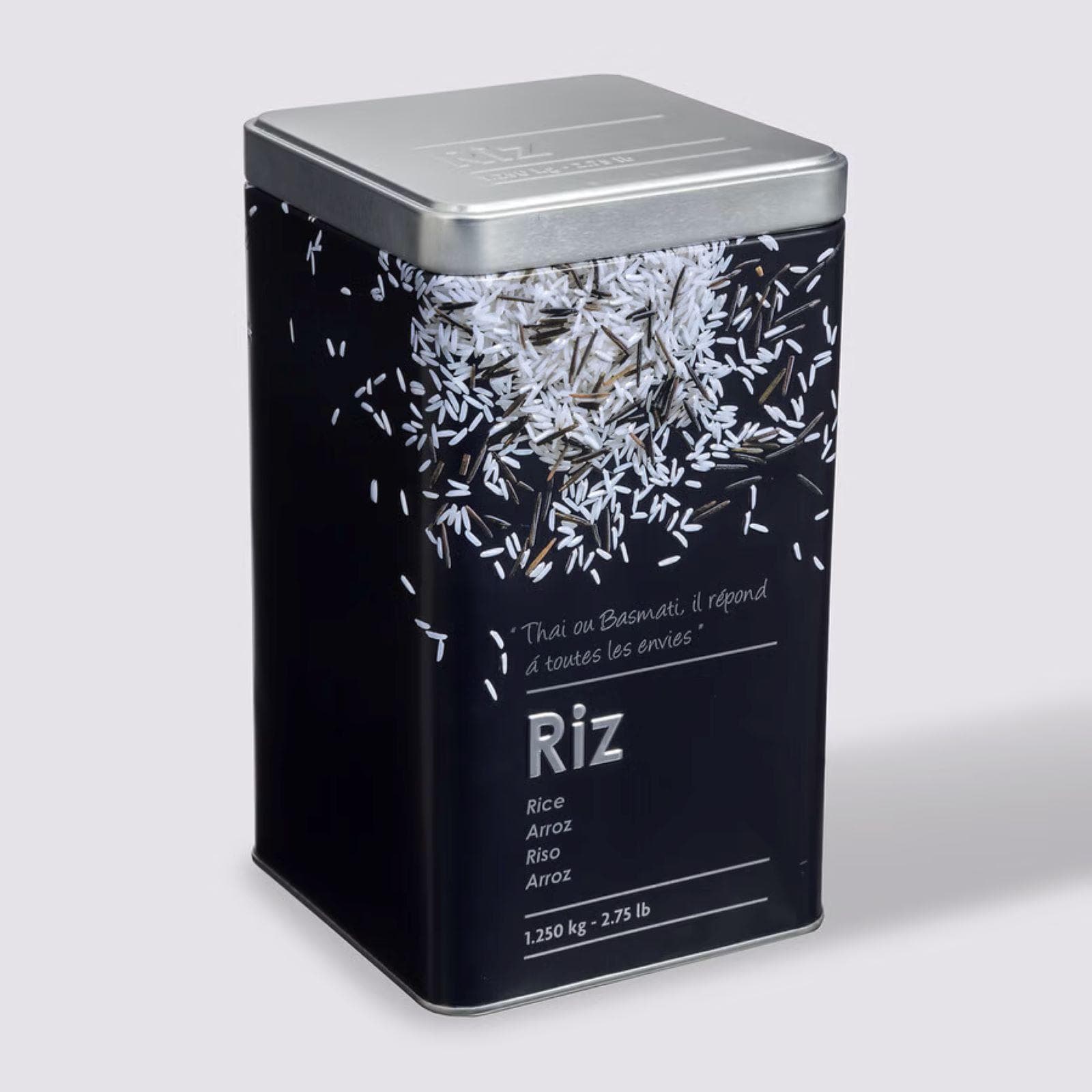 Contenitore per riso in metallo nero con disegno in rilievo - Savory
