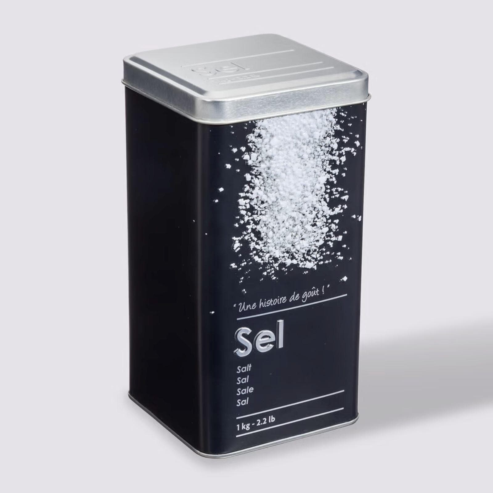 Contenitore per sale in metallo nero con disegno in rilievo - Savory
