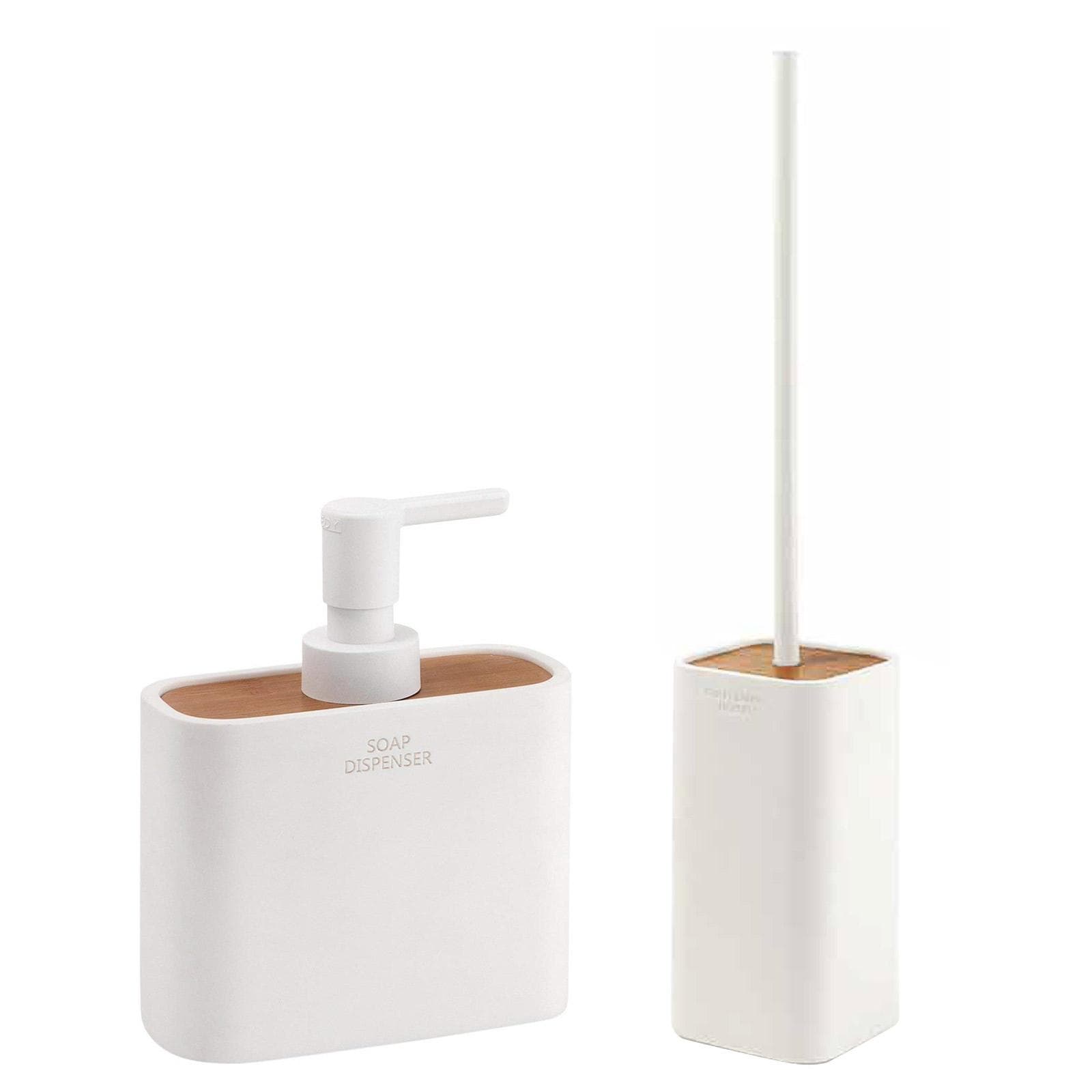 Set 2 accessori d'appoggio bianco e bambù naturale - Ninfea di Gedy