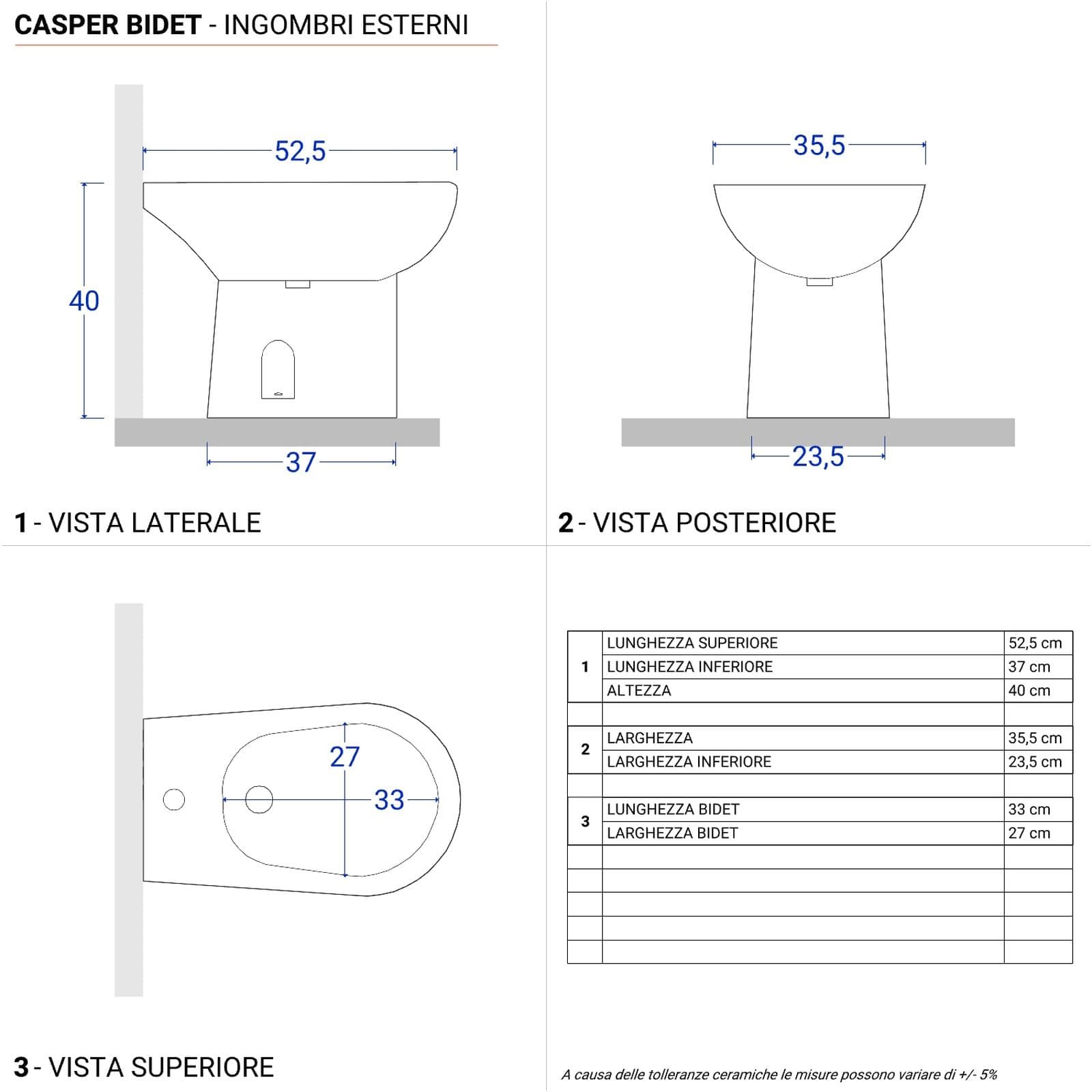 Sanitari tradizionali con scarico a parete e sedile softclose bianco - Casper