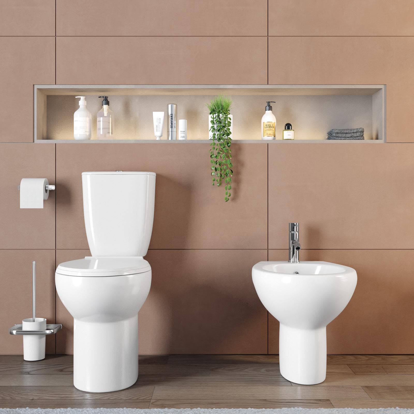 Sanitari monoblocco con scarico a terra e sedile softclose bianco - Casper