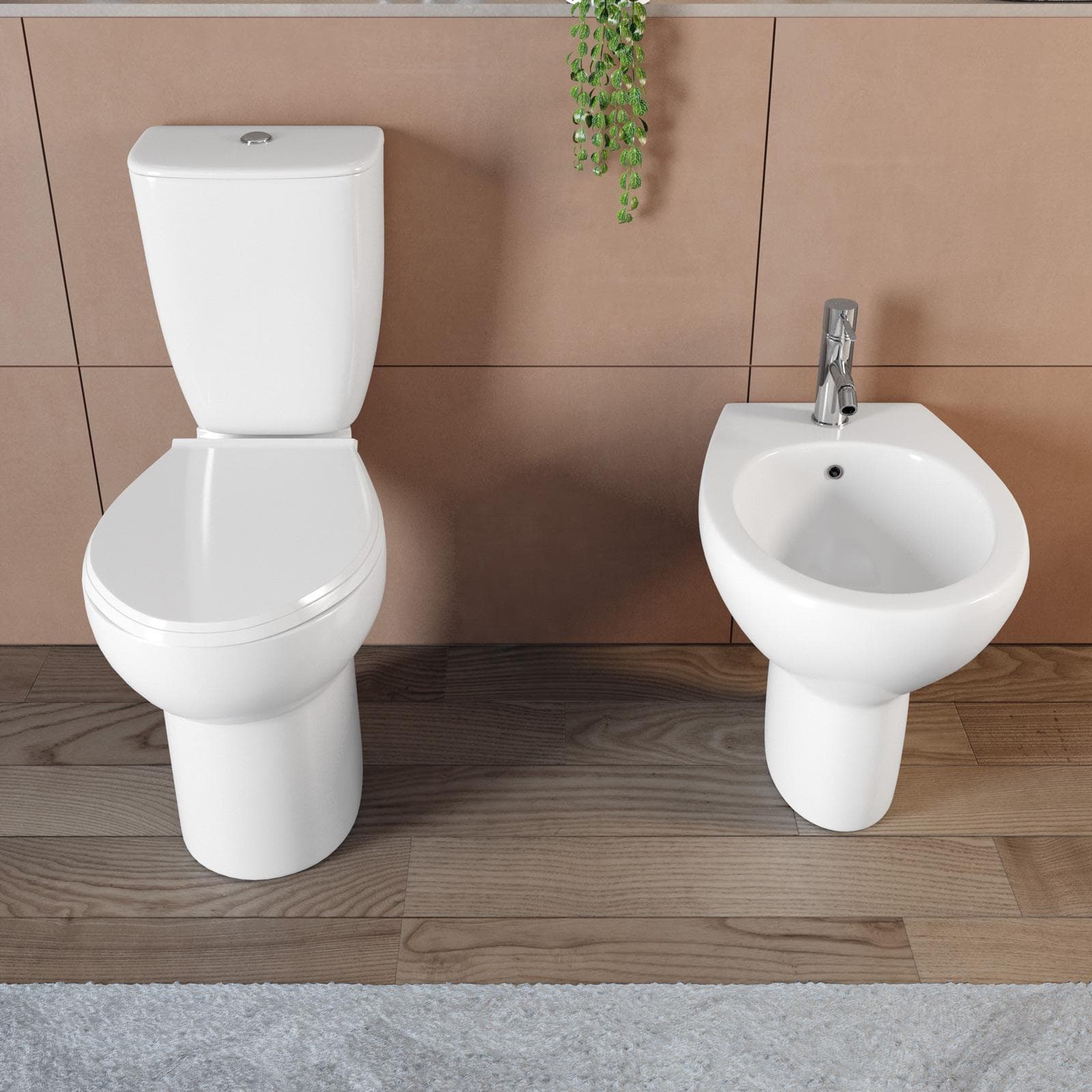 Sanitari monoblocco con scarico a terra e sedile softclose bianco - Casper