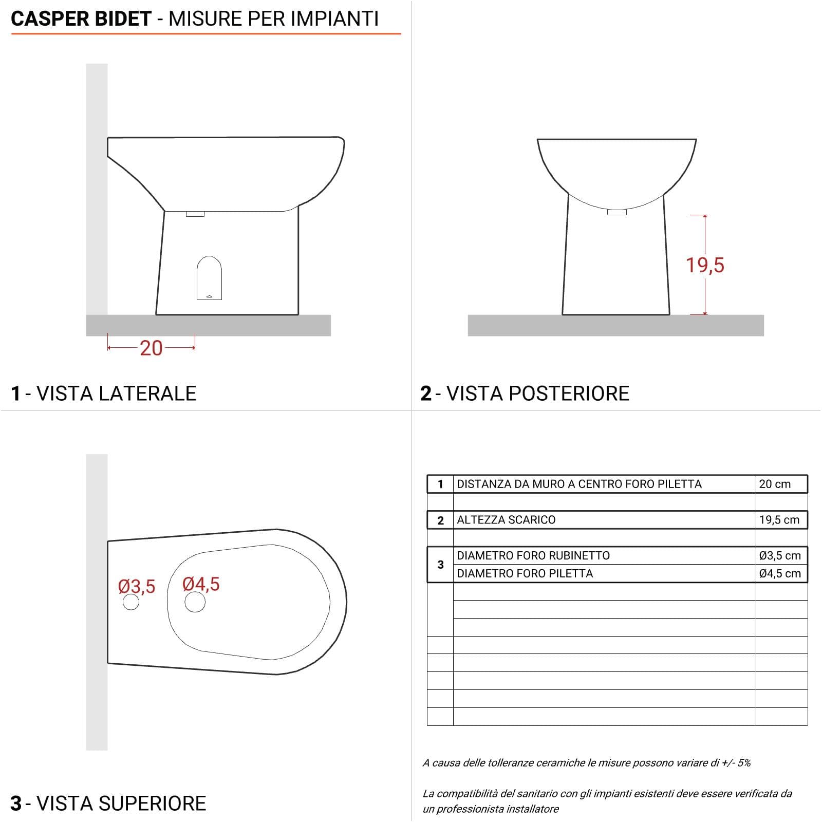 Sanitari monoblocco con scarico a terra e sedile softclose bianco - Casper