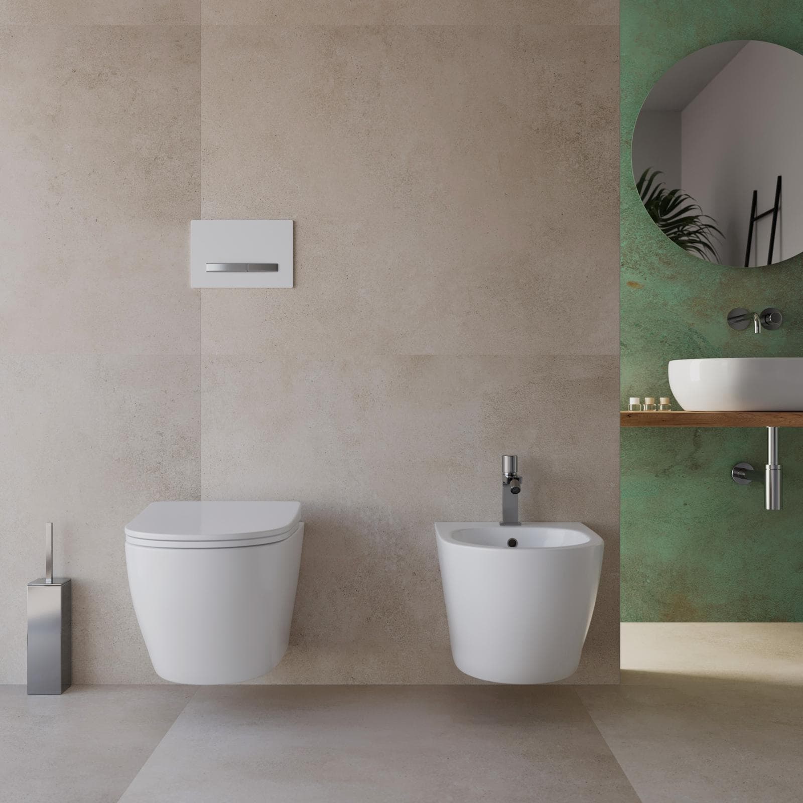 Coppia di sanitari sospesi a risparmio idrico con sedile softclose - Nadir
