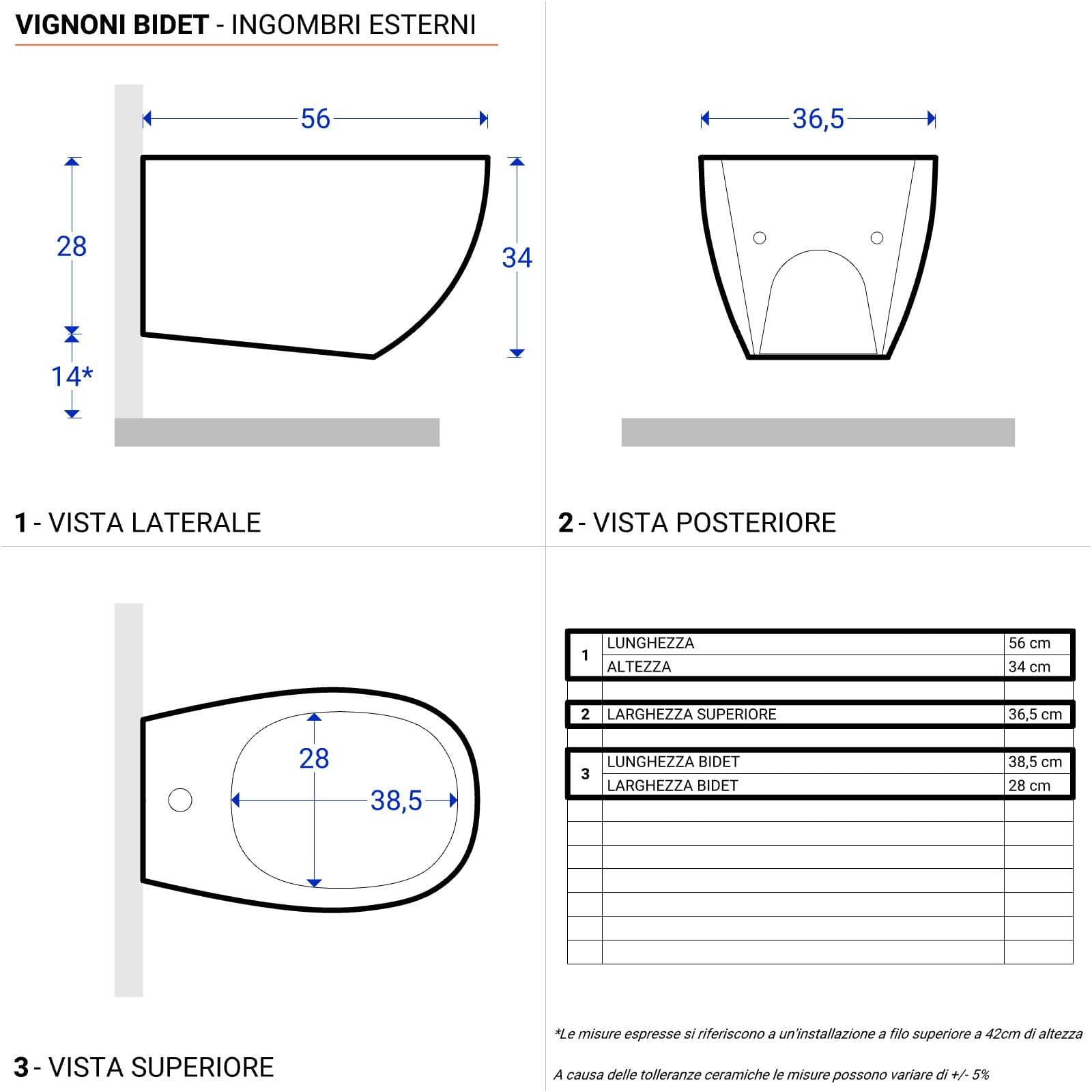 Coppia di sanitari sospesi grigio cemento opaco bidet + wc + sedile - Vignoni di Simas