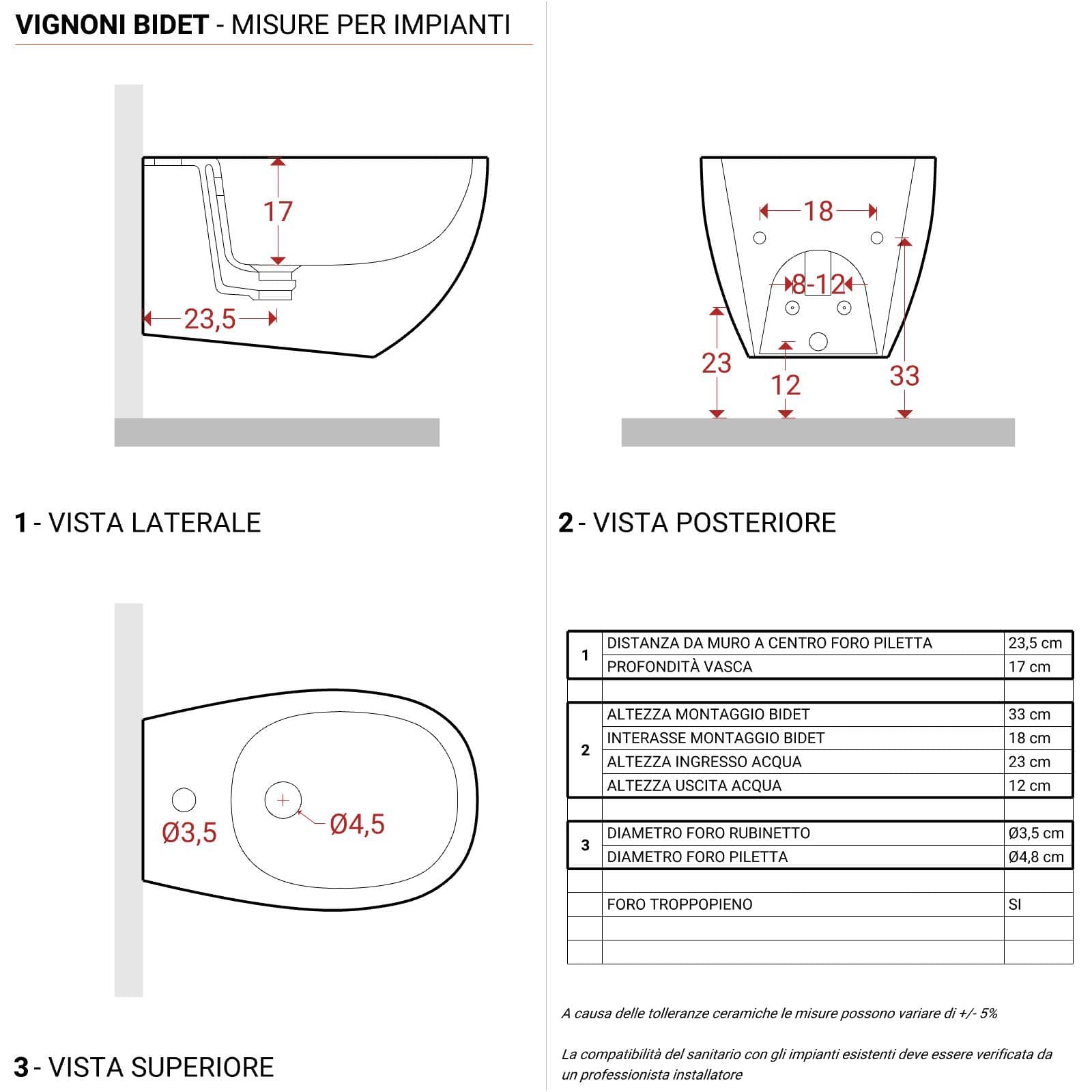Coppia di sanitari sospesi grigio cemento opaco bidet + wc + sedile - Vignoni di Simas