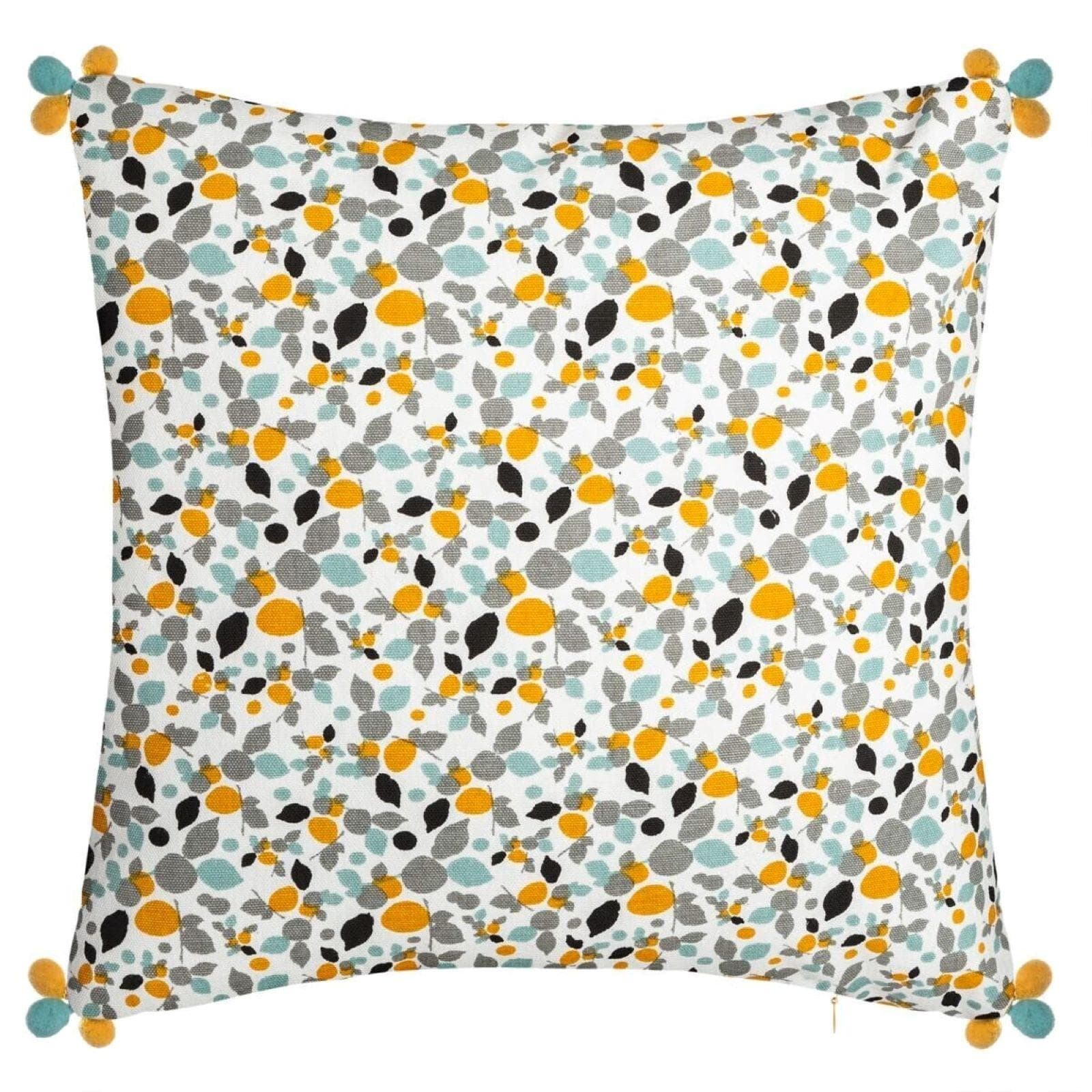 Copricuscino 40x40 cm in cotone multicolore con pompon