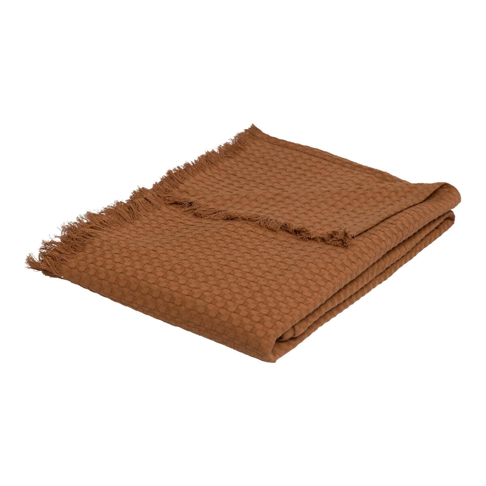 Copriletto 130x160 cm a nido di ape in cotone terracotta - Winki