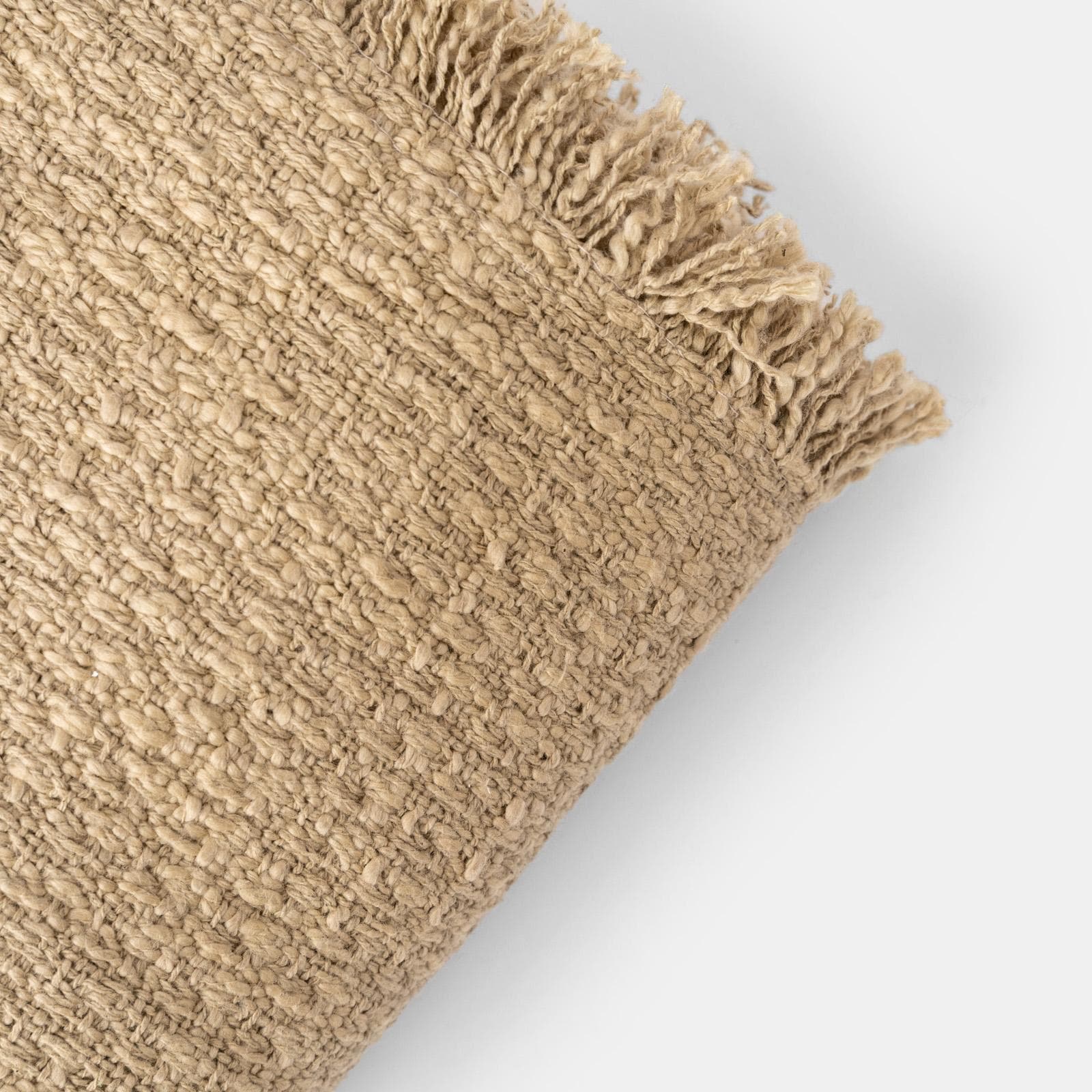 Copriletto 130x170 cm in cotone tortora con frange