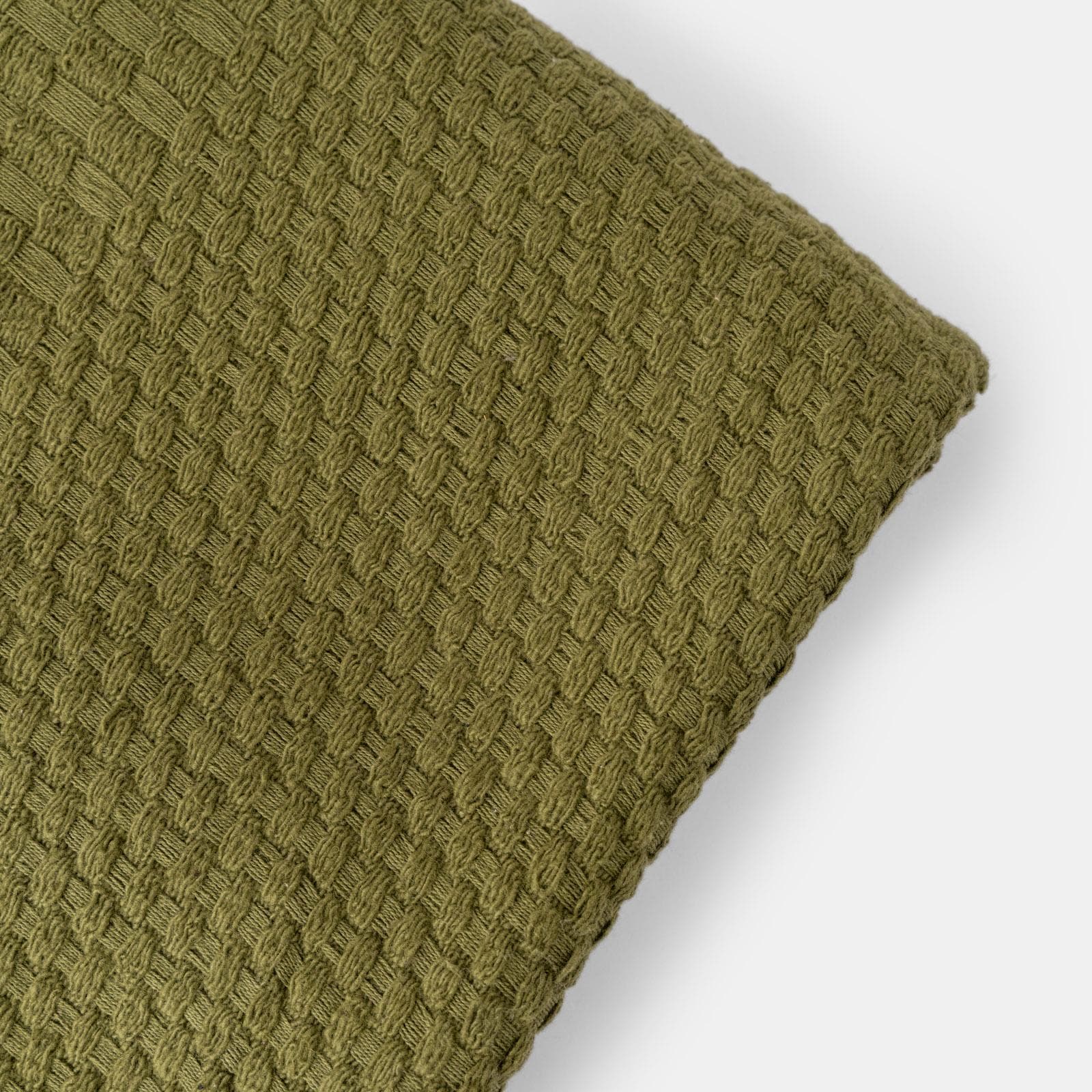Copriletto 130x170 cm in cotone verde militare con frange