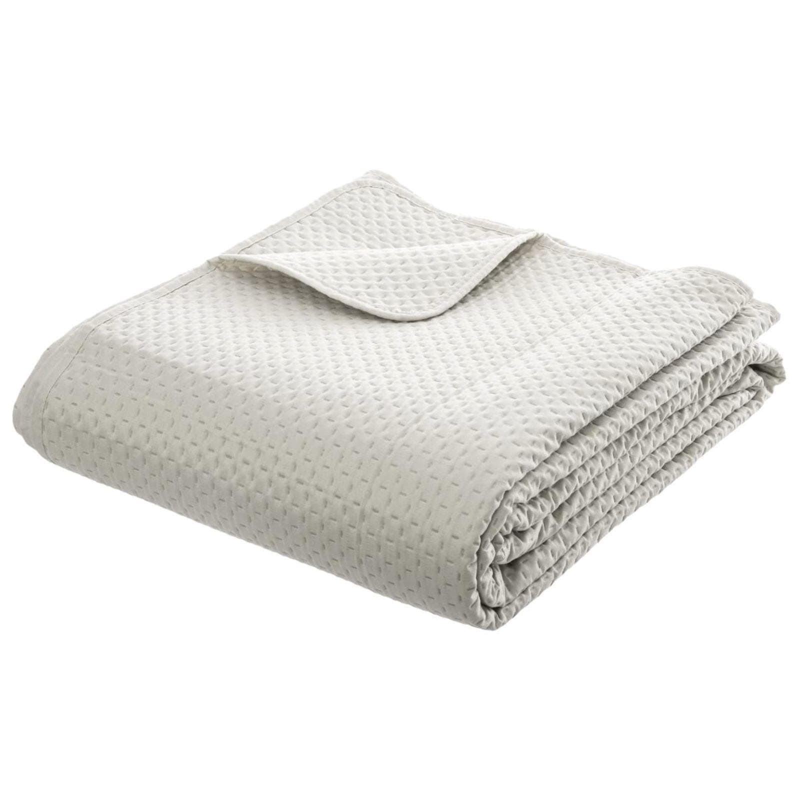 Copriletto 240x260 cm in tessuto trapuntato bianco con 2 federe - Aurelia