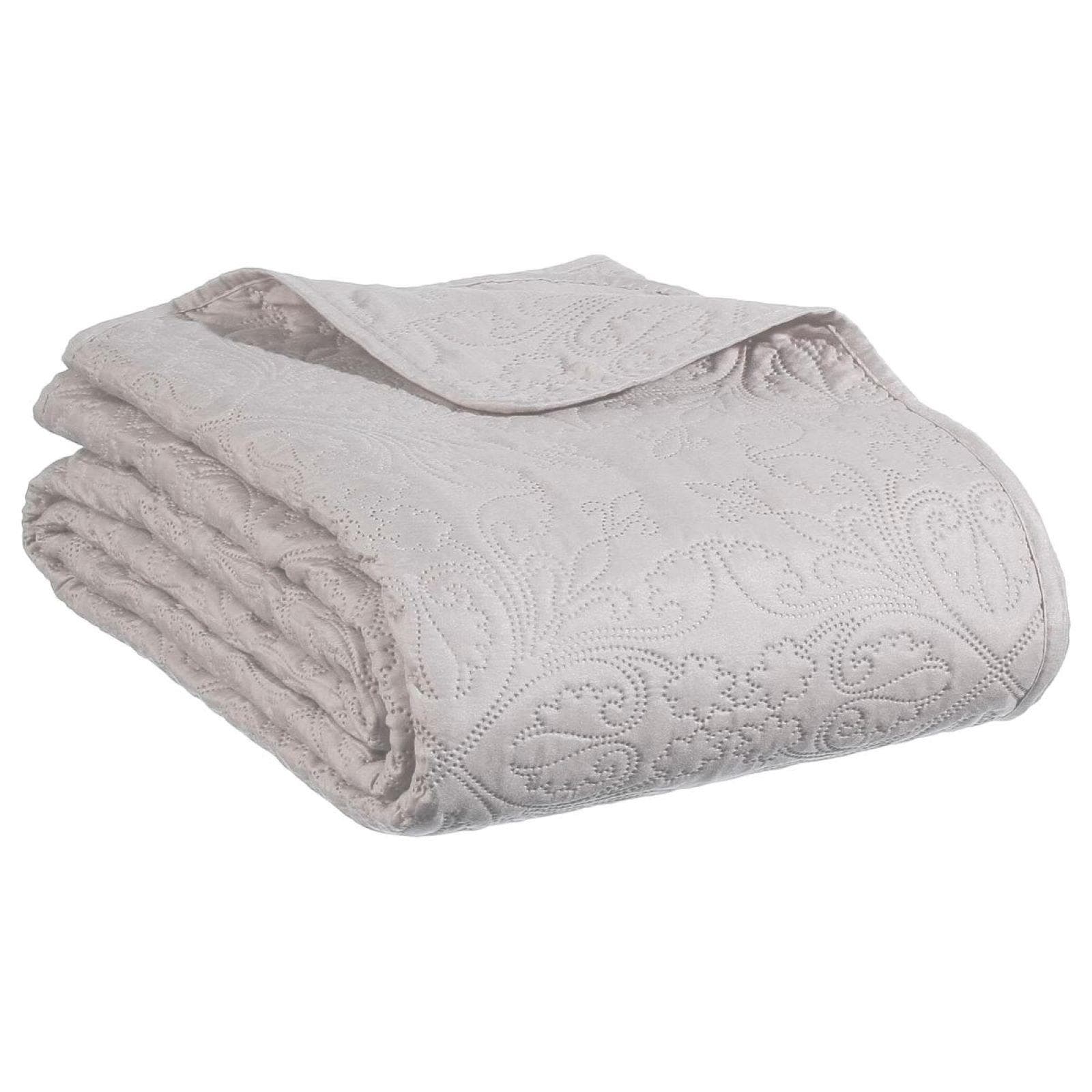 Copriletto 240x260 cm in tessuto trapuntato tortora con 2 federe - Zaryel